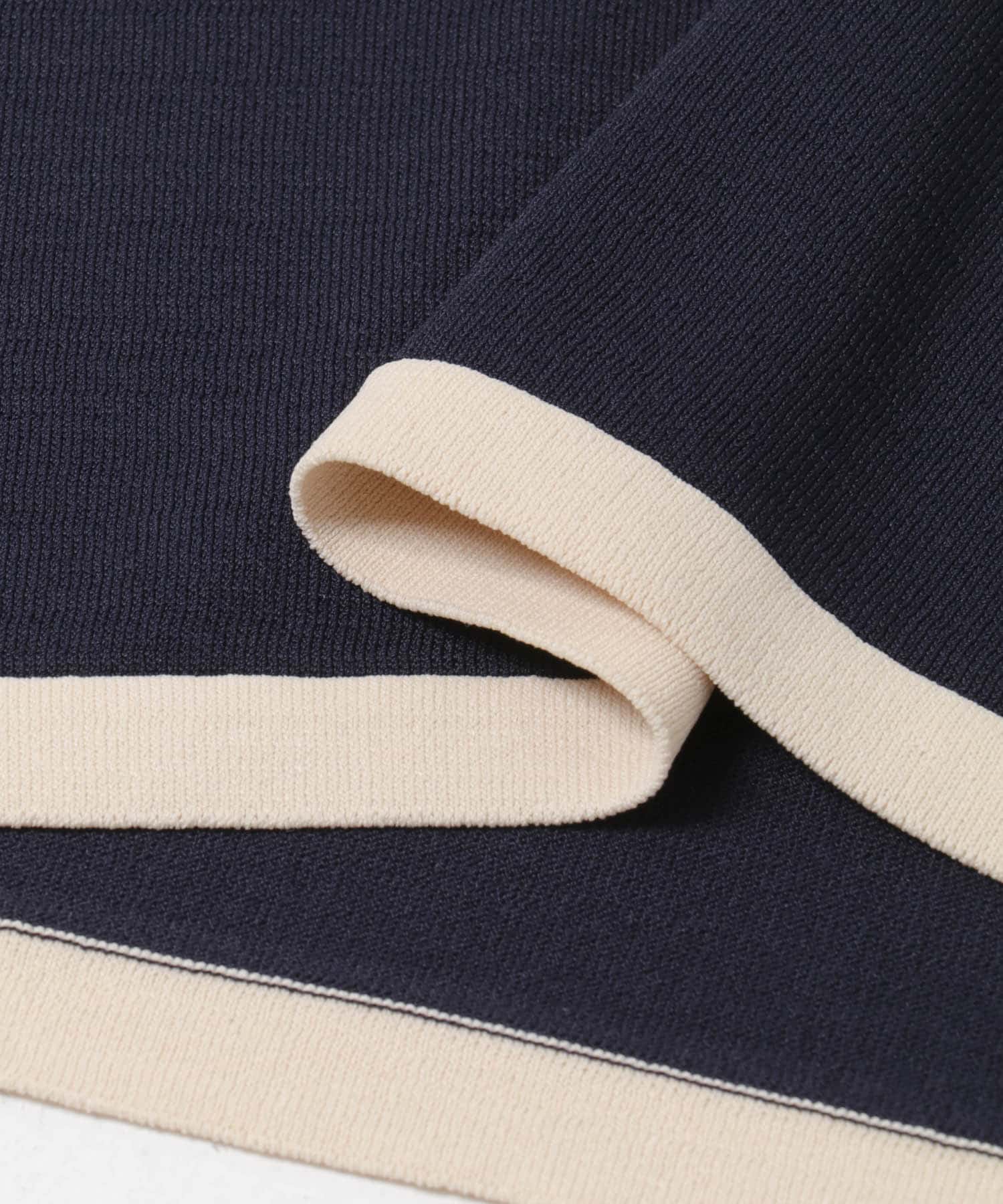 マルチボーダー半袖ニット NVY Free