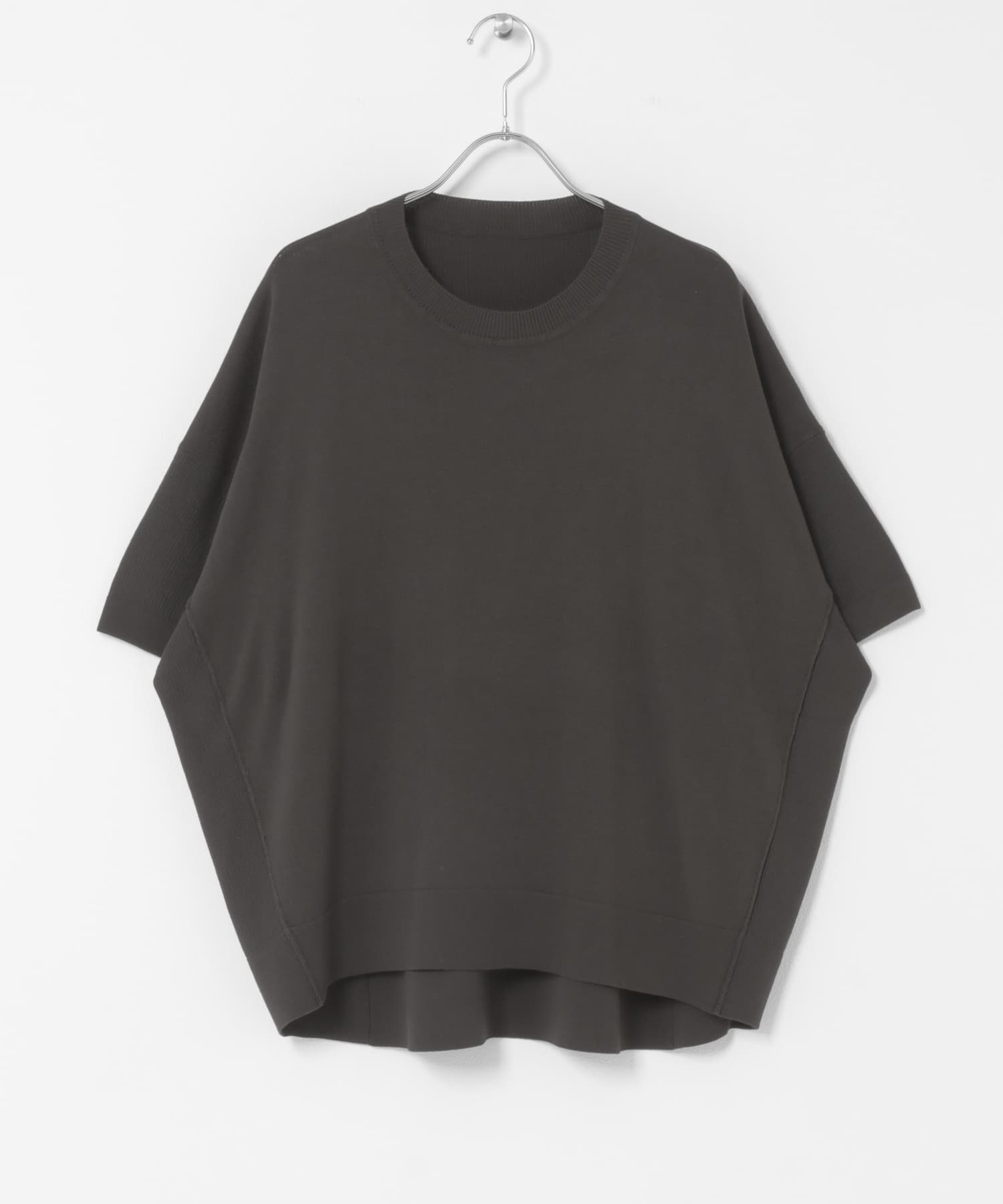 『洗濯可』ニットTシャツ CHA Free