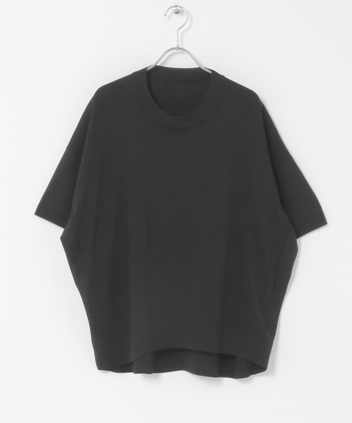 『洗濯可』ニットTシャツ BLK Free