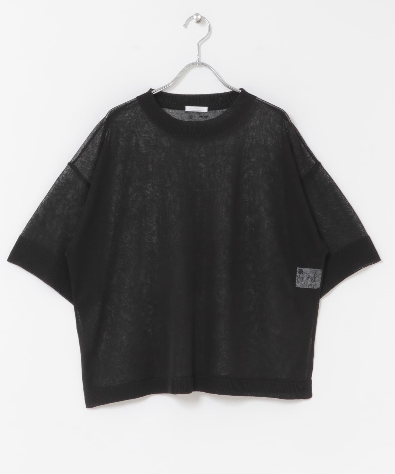 シアーハンソデニットプルオーバー BLK Free