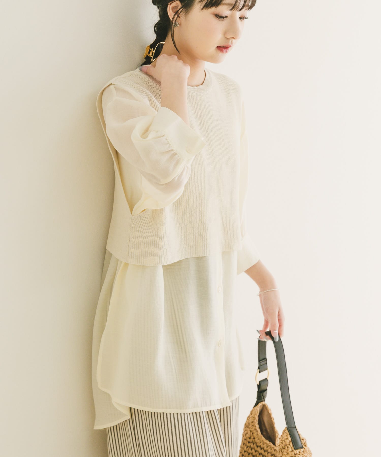 ニットベストドッキングシャツ