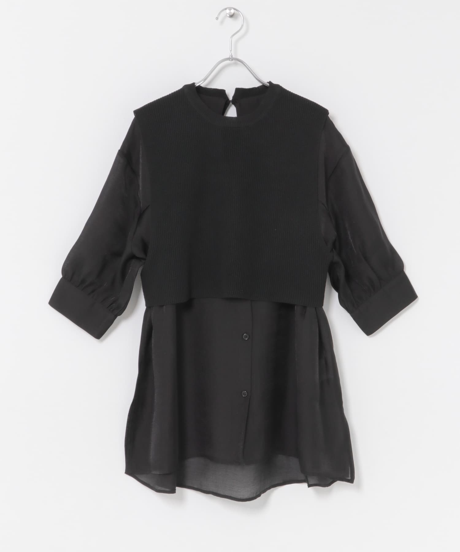 ニットベストドッキングシャツ BLK Free