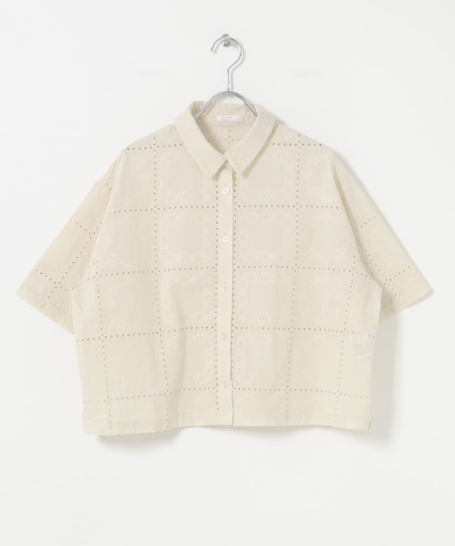 ブロックレースシャツ ECRU Free