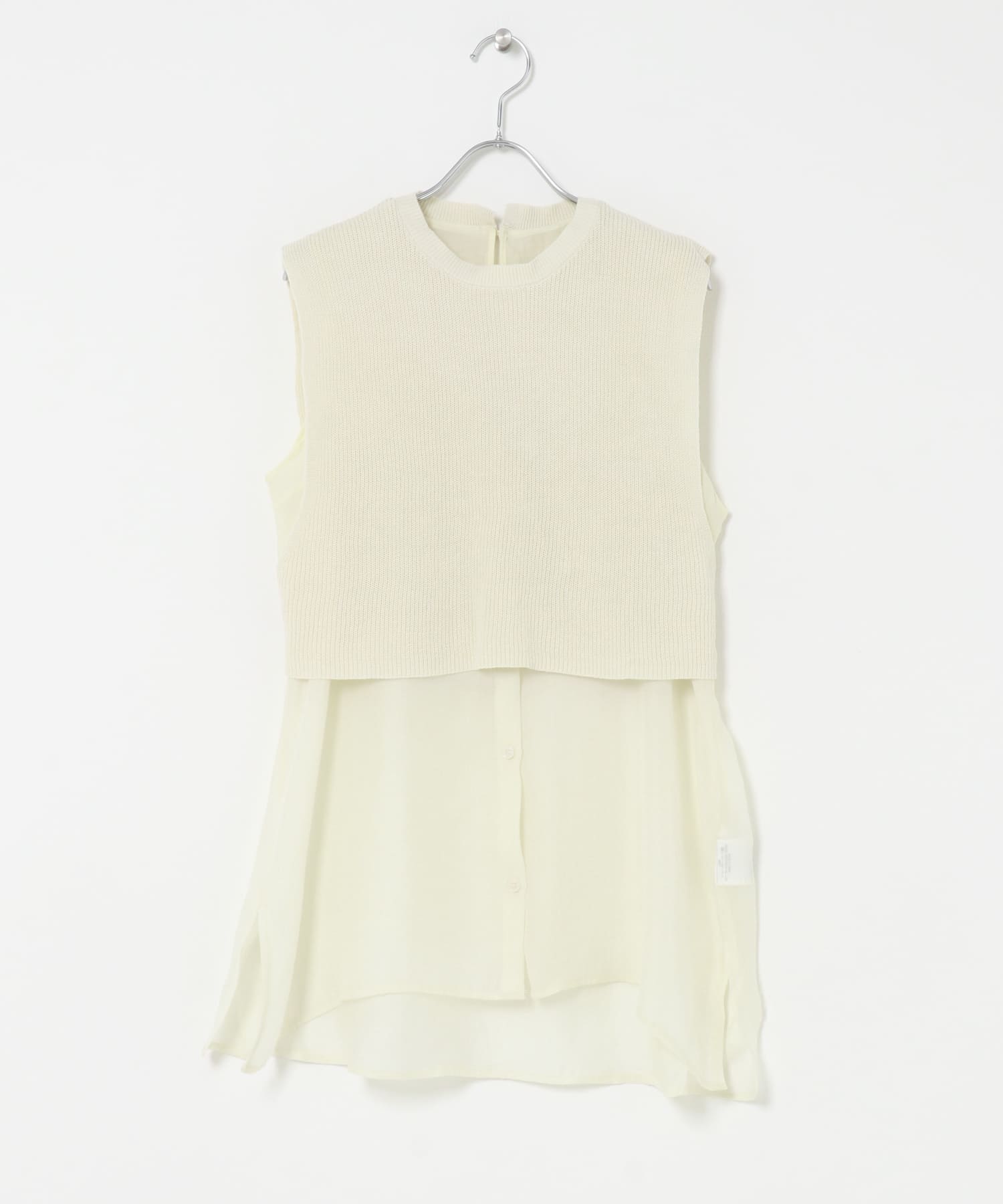 ノースリーブニットドッキングシャツ OFF Free