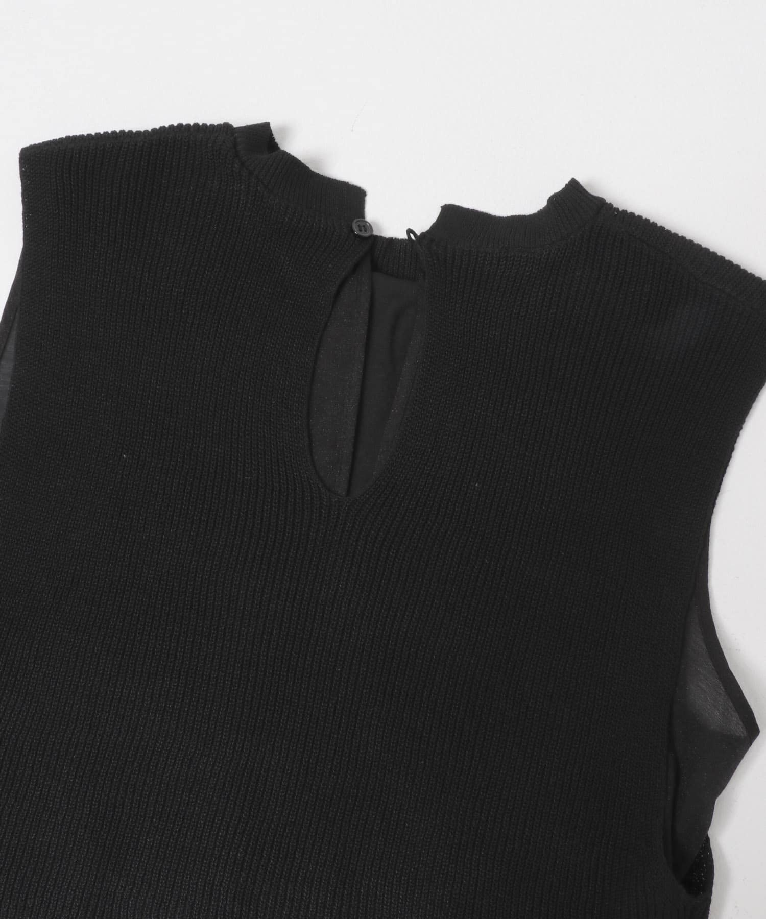 ノースリーブニットドッキングシャツ BLK Free