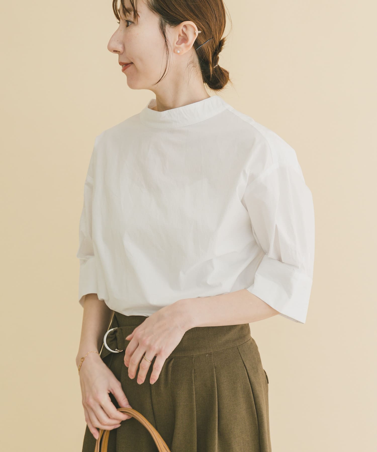 5ブソデハイネックブラウス