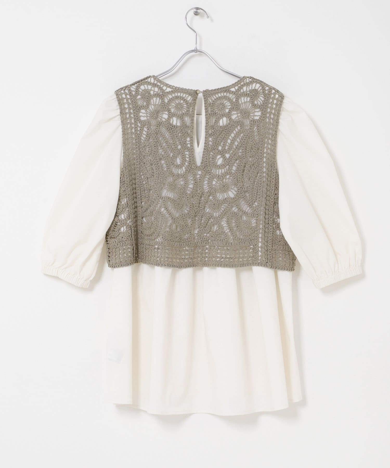 レースベストドッキングチュニック BEG Free