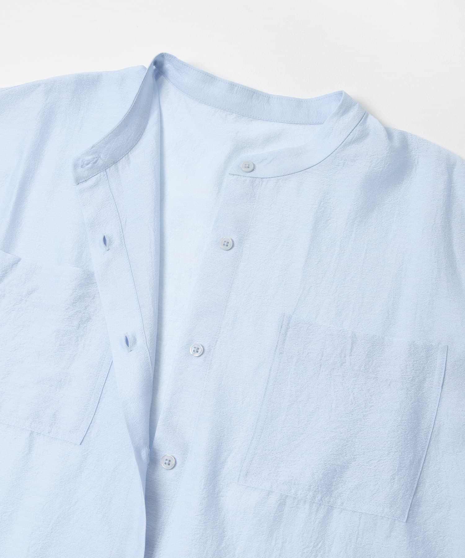 シアーバンドカラーシャツ BLU Free