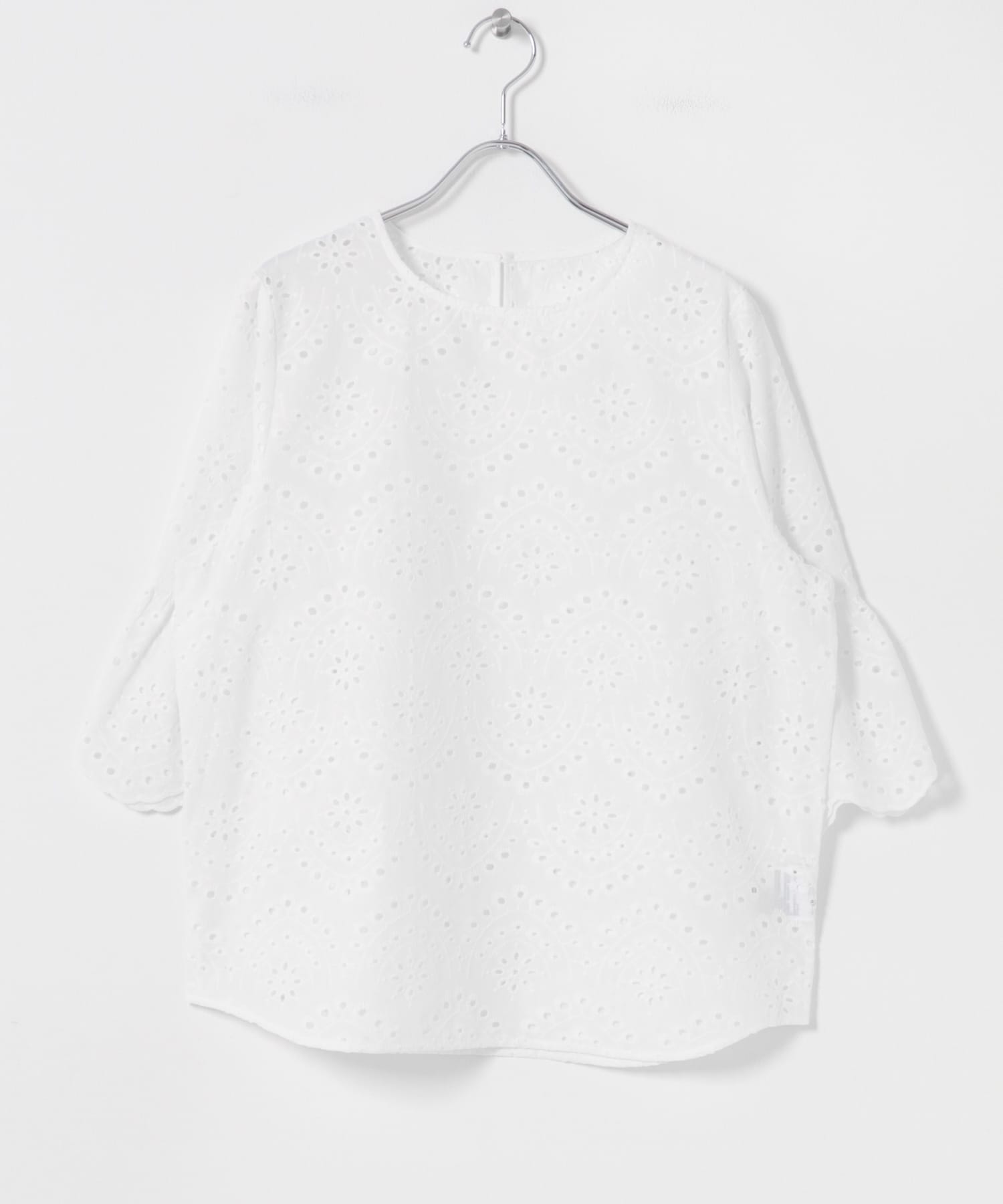 スカラップスリーブレースブラウス WHT Free