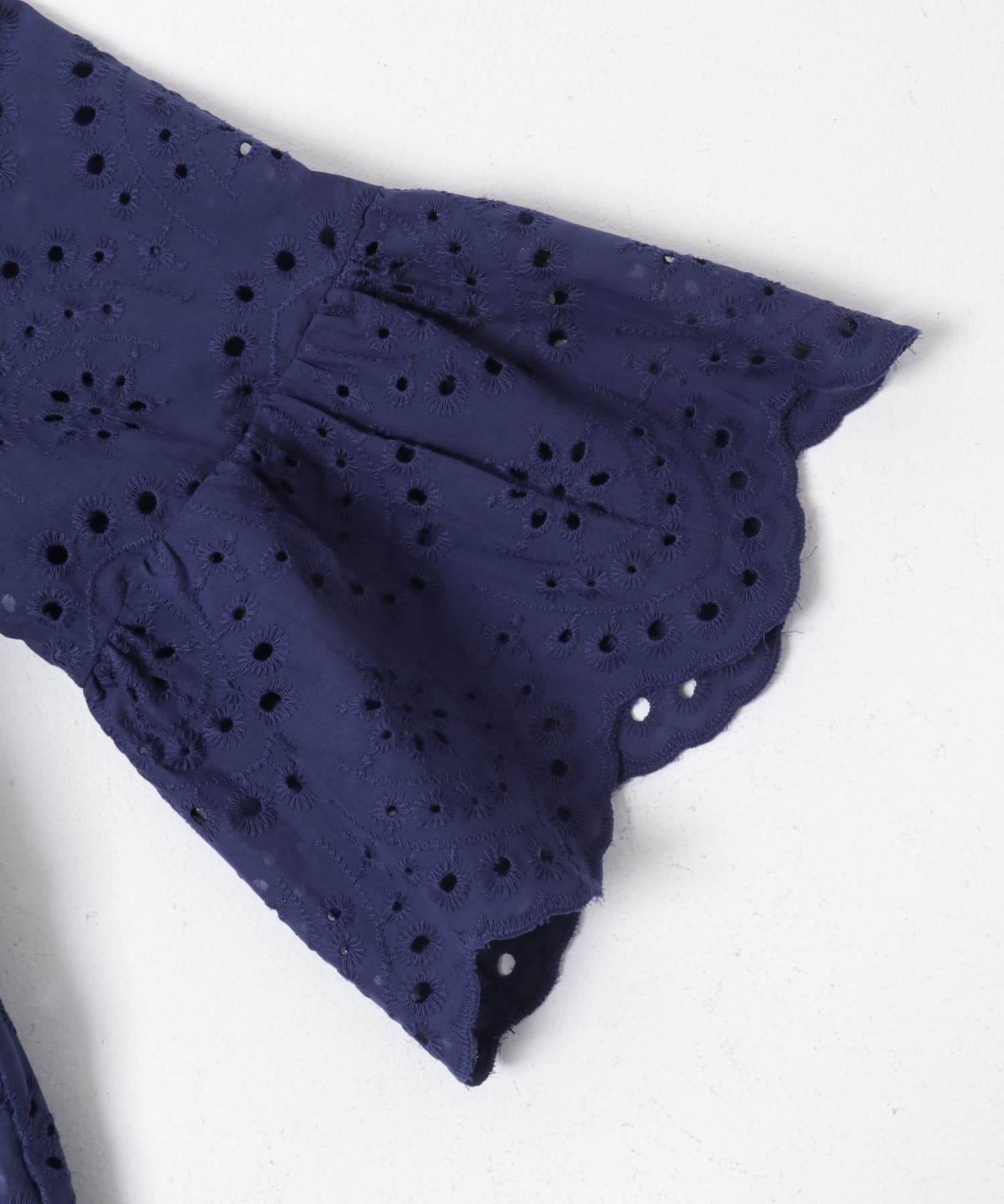 スカラップスリーブレースブラウス BLU Free