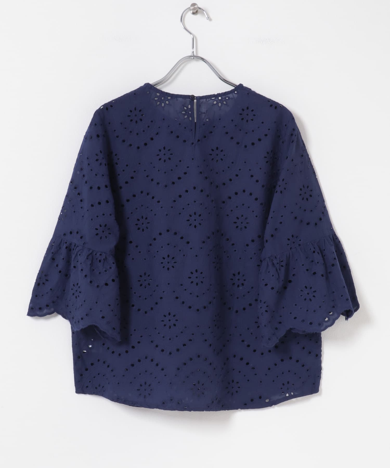 スカラップスリーブレースブラウス BLU Free