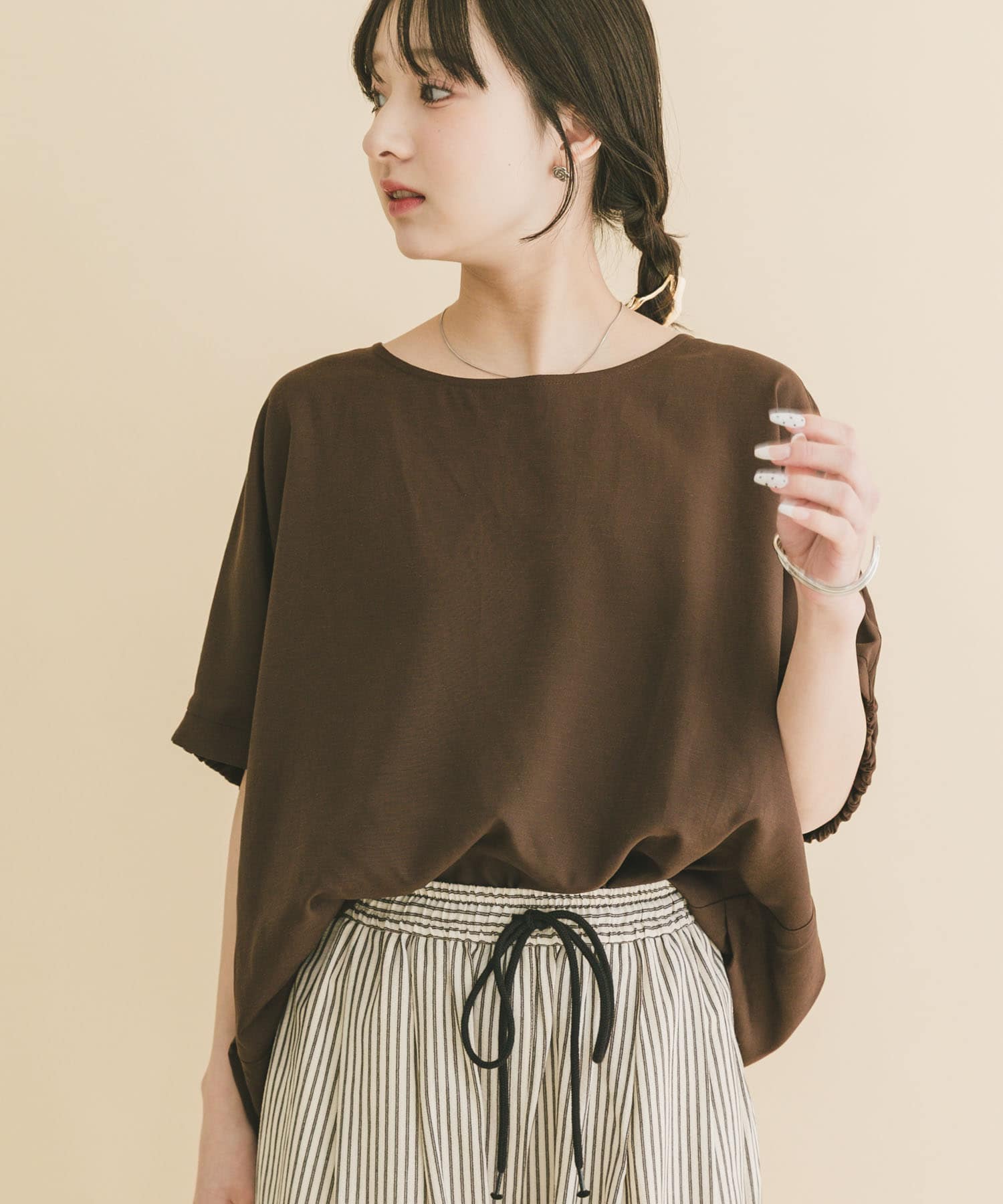 REFINED LINEN ドルマンブラウス