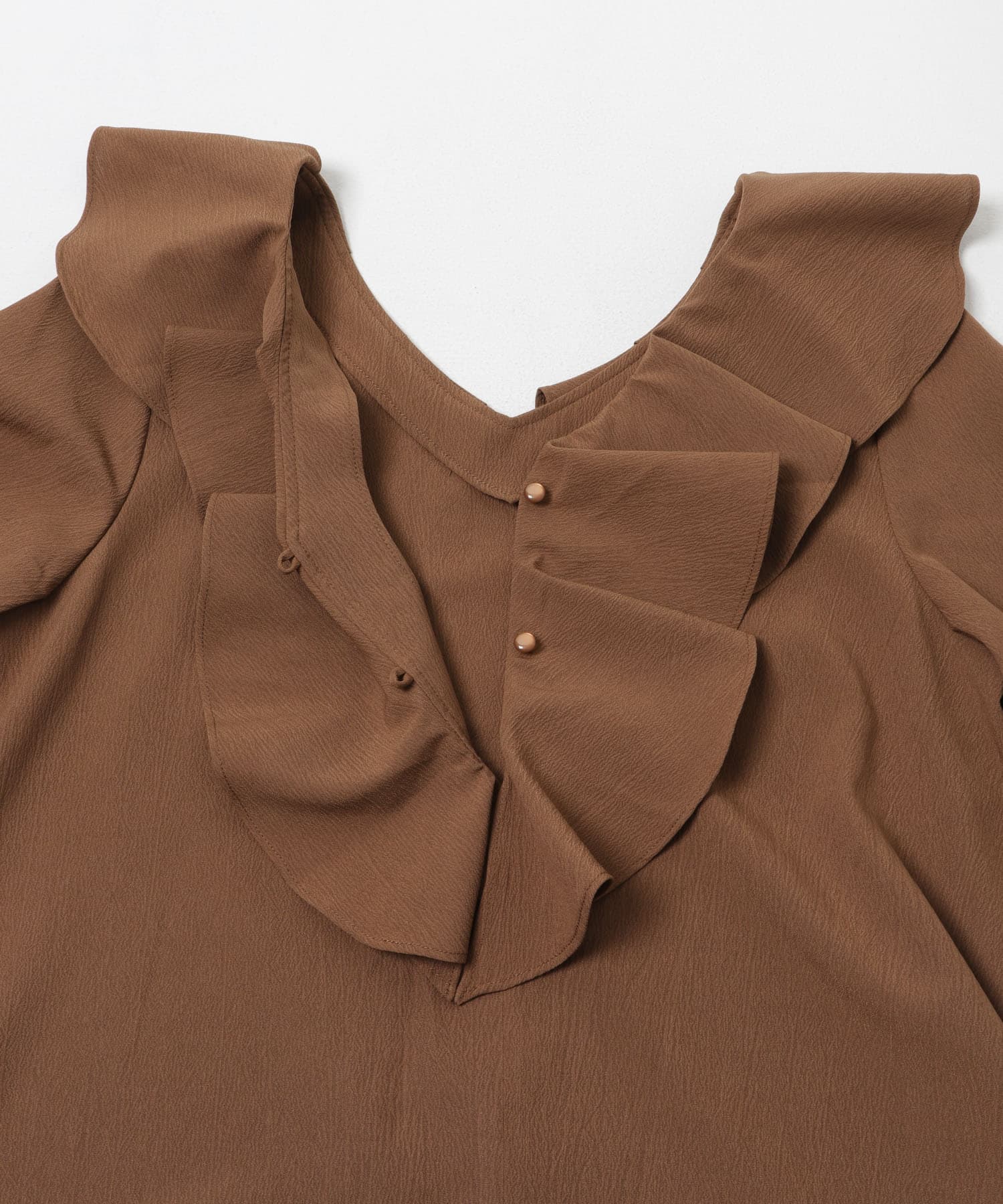 フリルカラーブラウス BRN Free