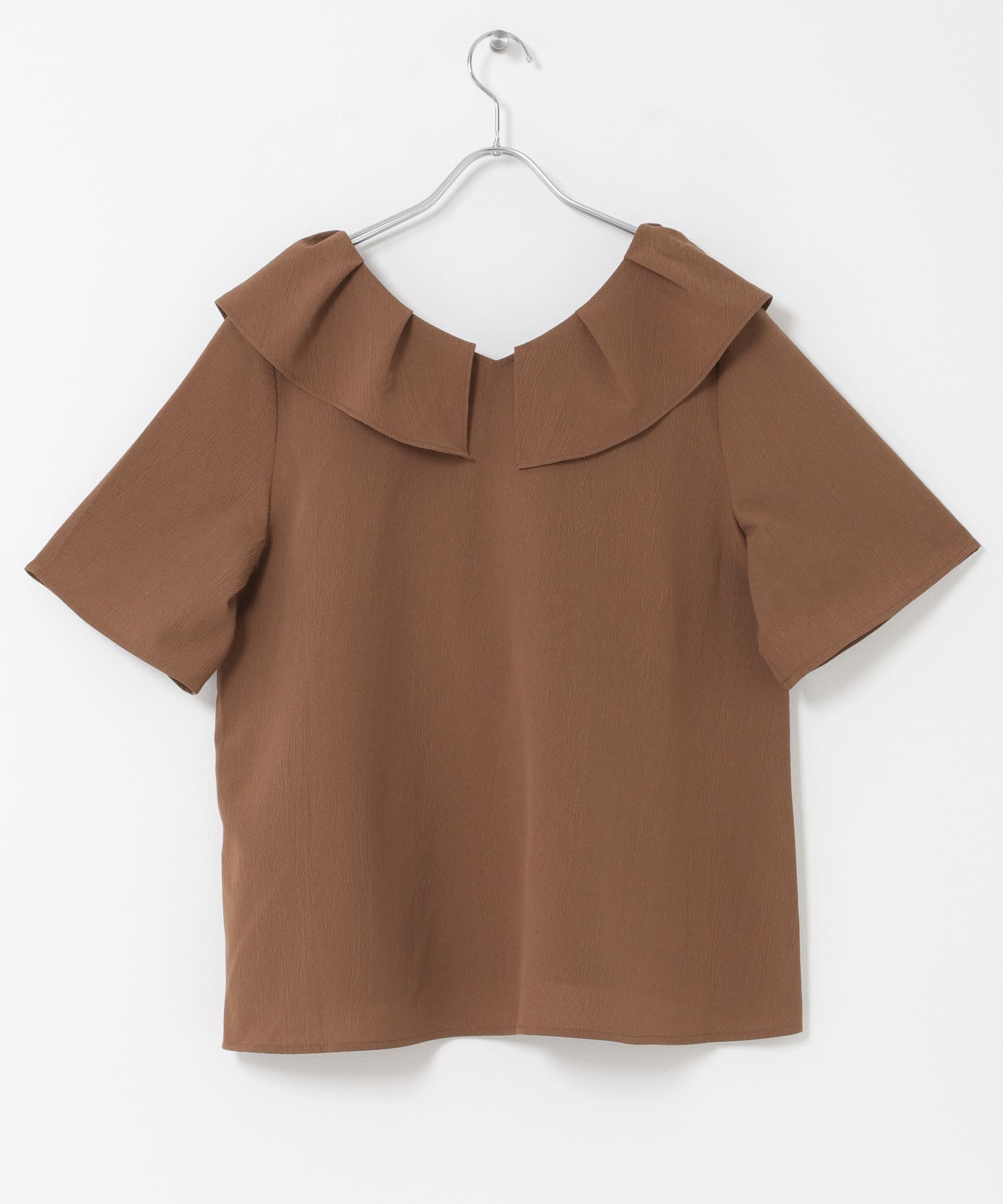 フリルカラーブラウス BRN Free