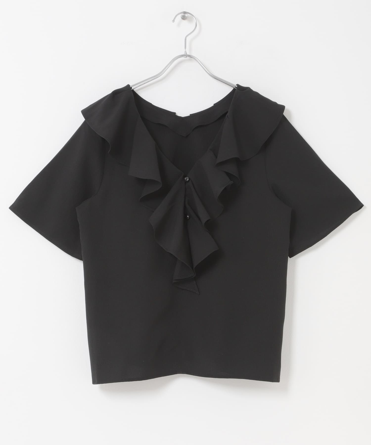 フリルカラーブラウス BLK Free