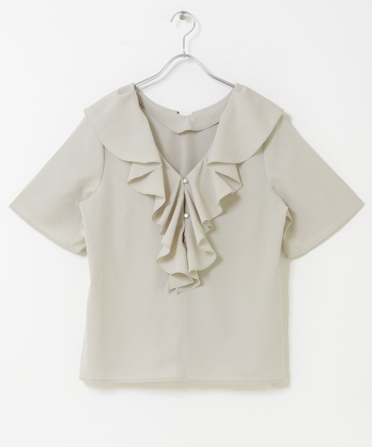 フリルカラーブラウス L/GRY Free