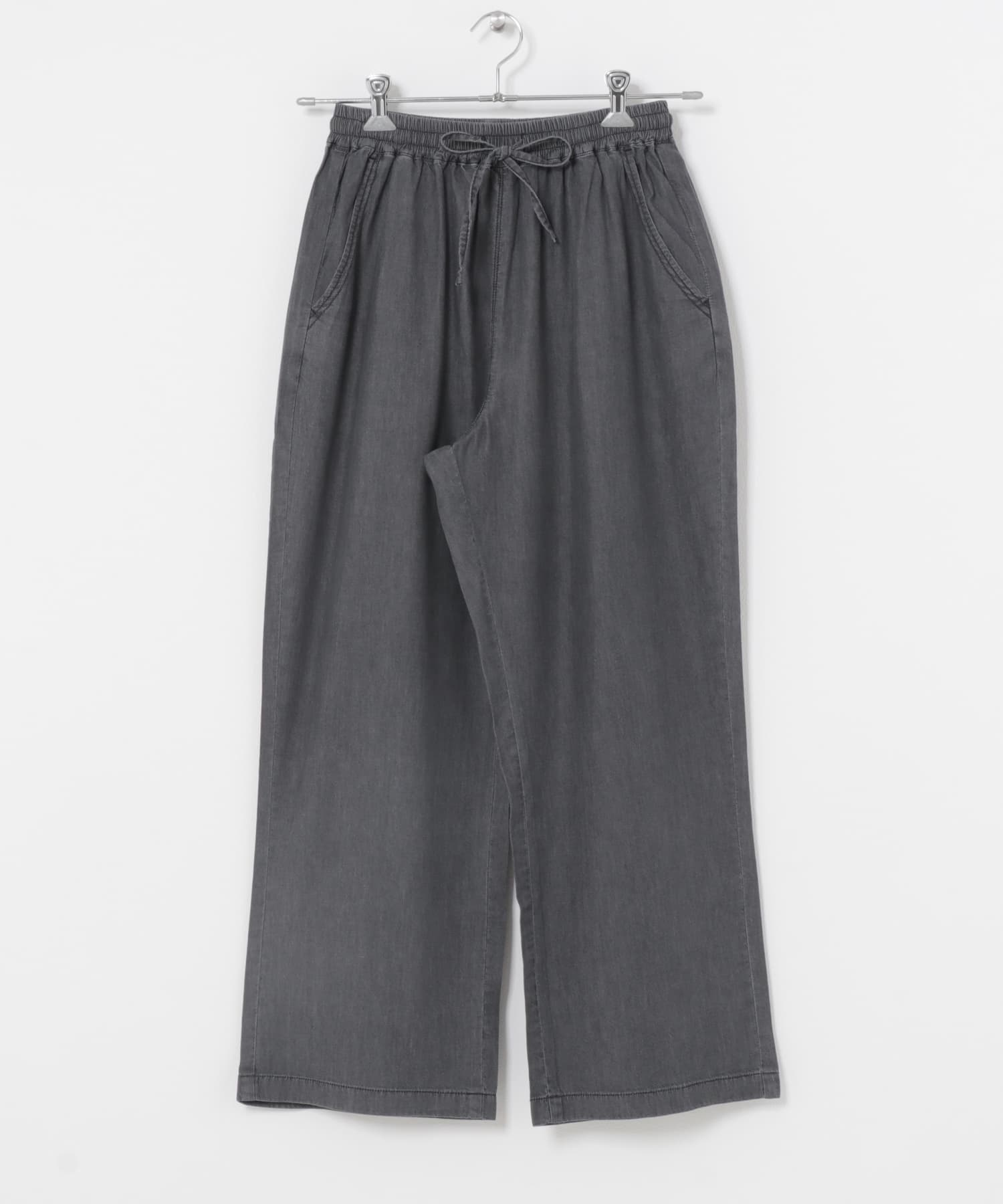 レーヨンデニムワイドパンツ BLK Free