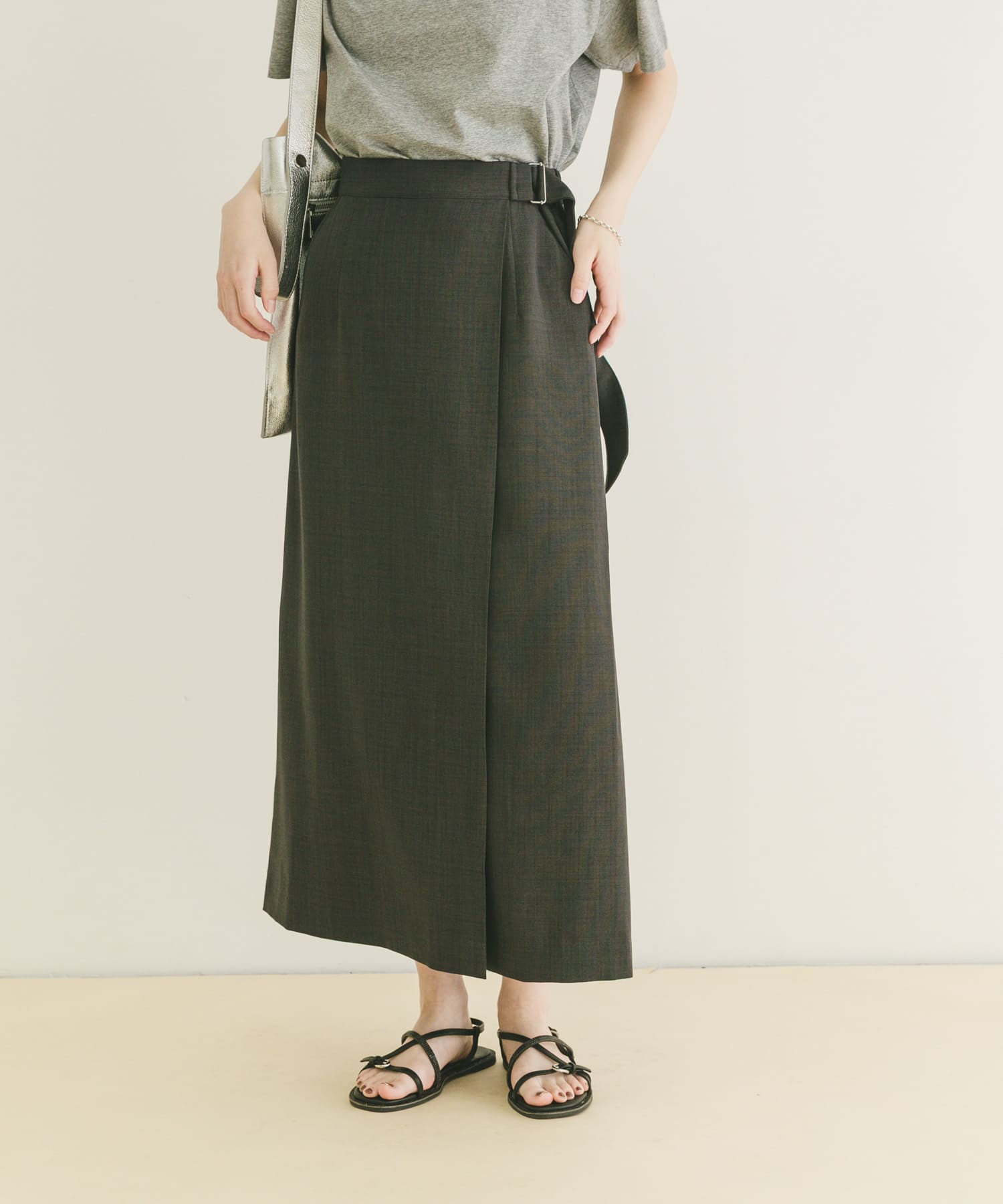 『イージーケア/接触冷感/UVカット』SMOOTH LINEN TOUCH ラップスカート