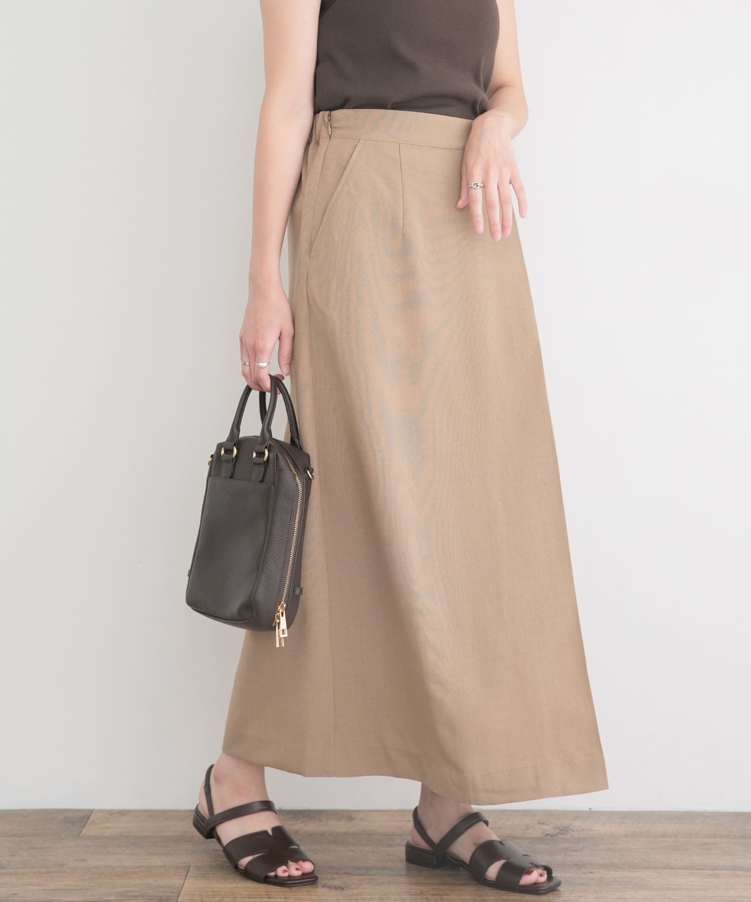 『イージーケア/接触冷感/UVカット』SMOOTH LINEN TOUCH ラップスカート