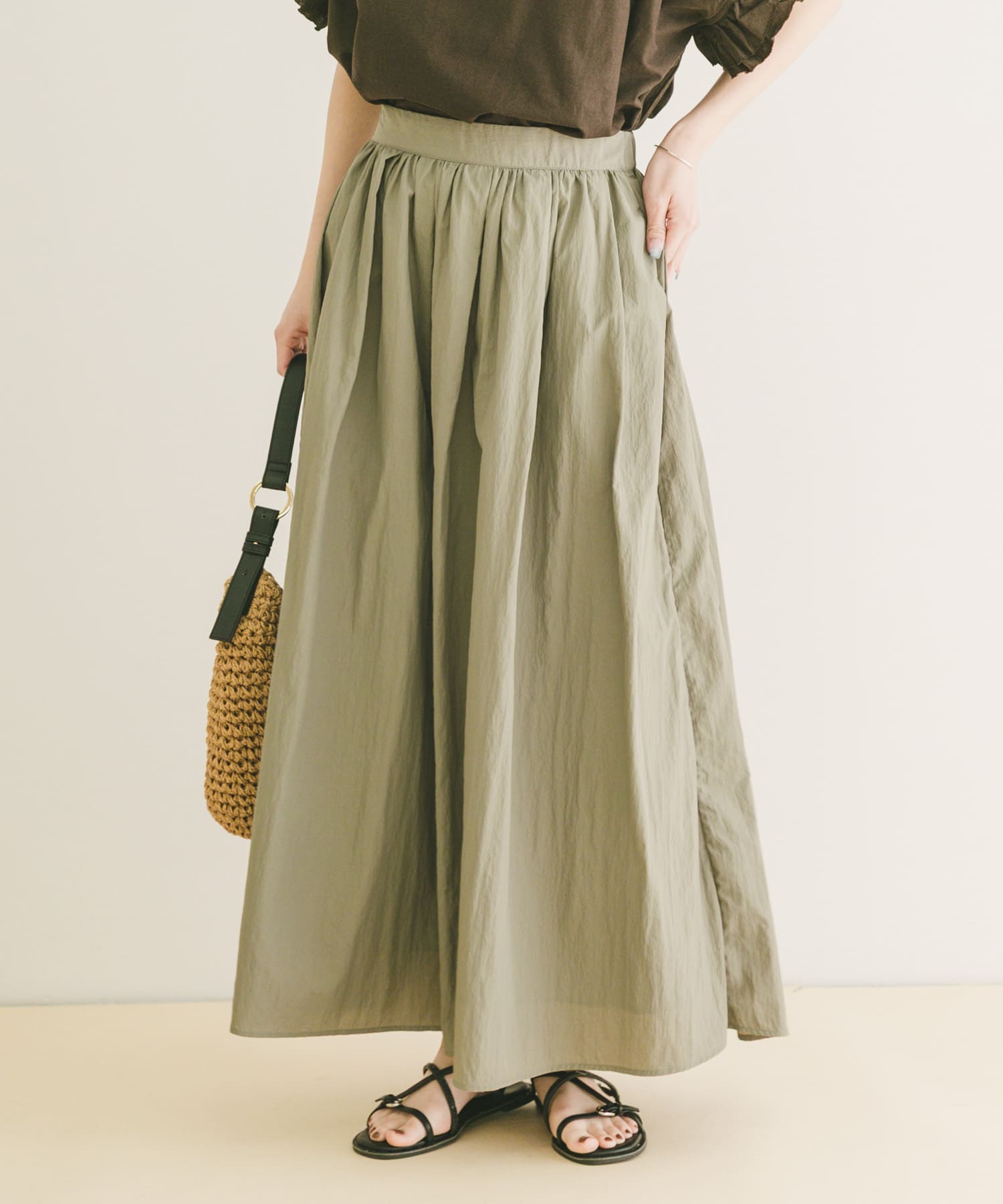 ワッシャーナイロンギャザースカート