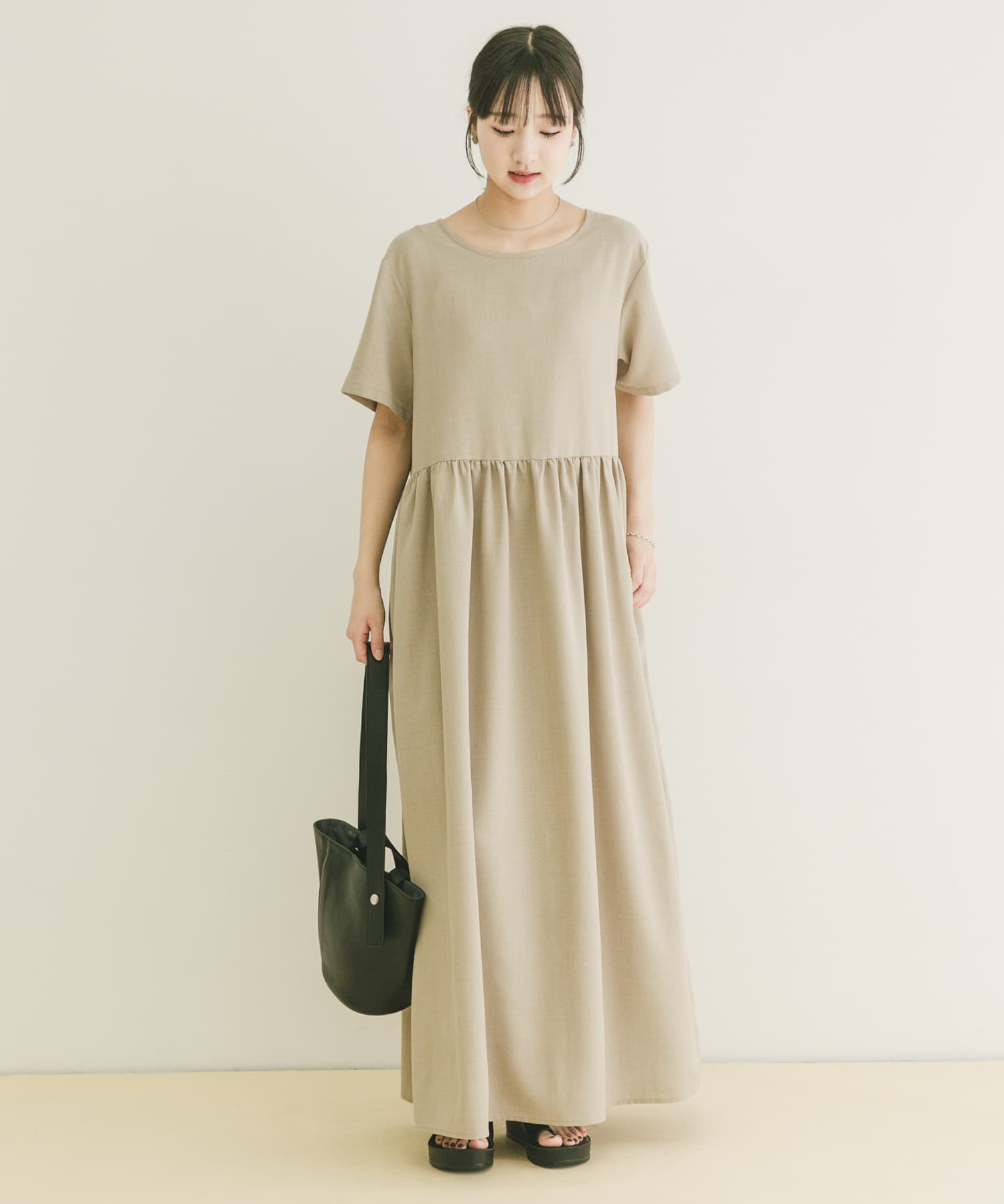 『イージーケア/接触冷感/UVカット』SMOOTH LINEN TOUCH ワンピース