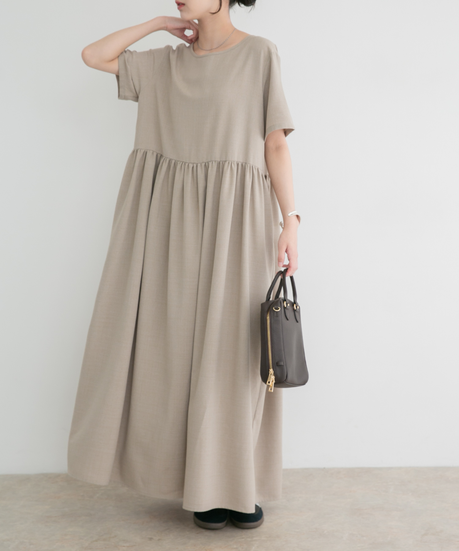 『イージーケア/接触冷感/UVカット』SMOOTH LINEN TOUCH ワンピース