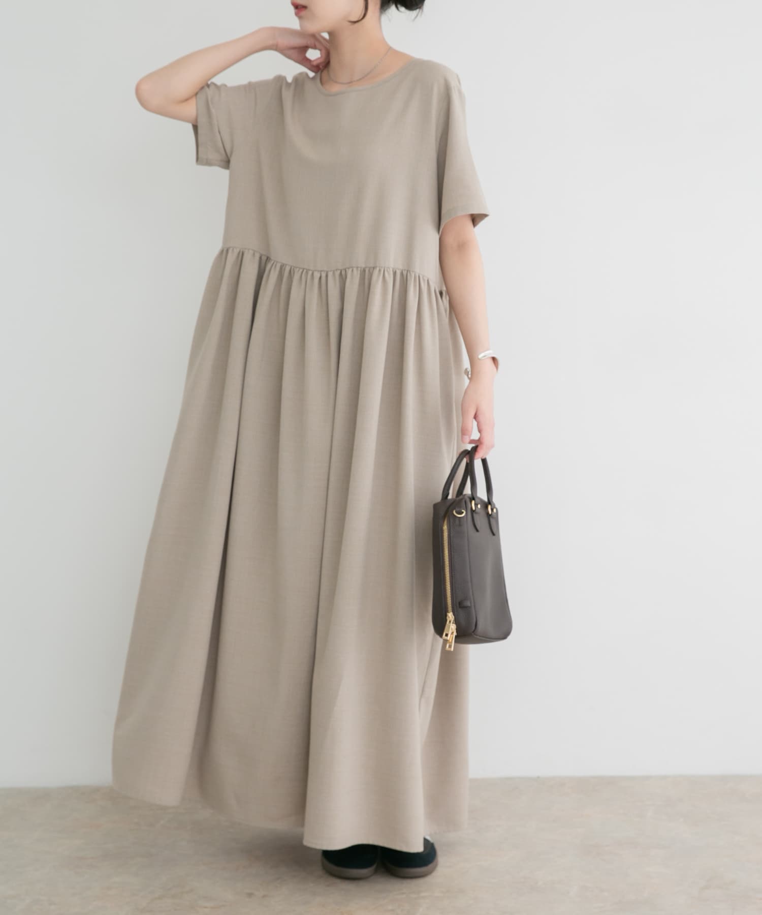 『イージーケア/接触冷感/UVカット』SMOOTH LINEN TOUCH ワンピース