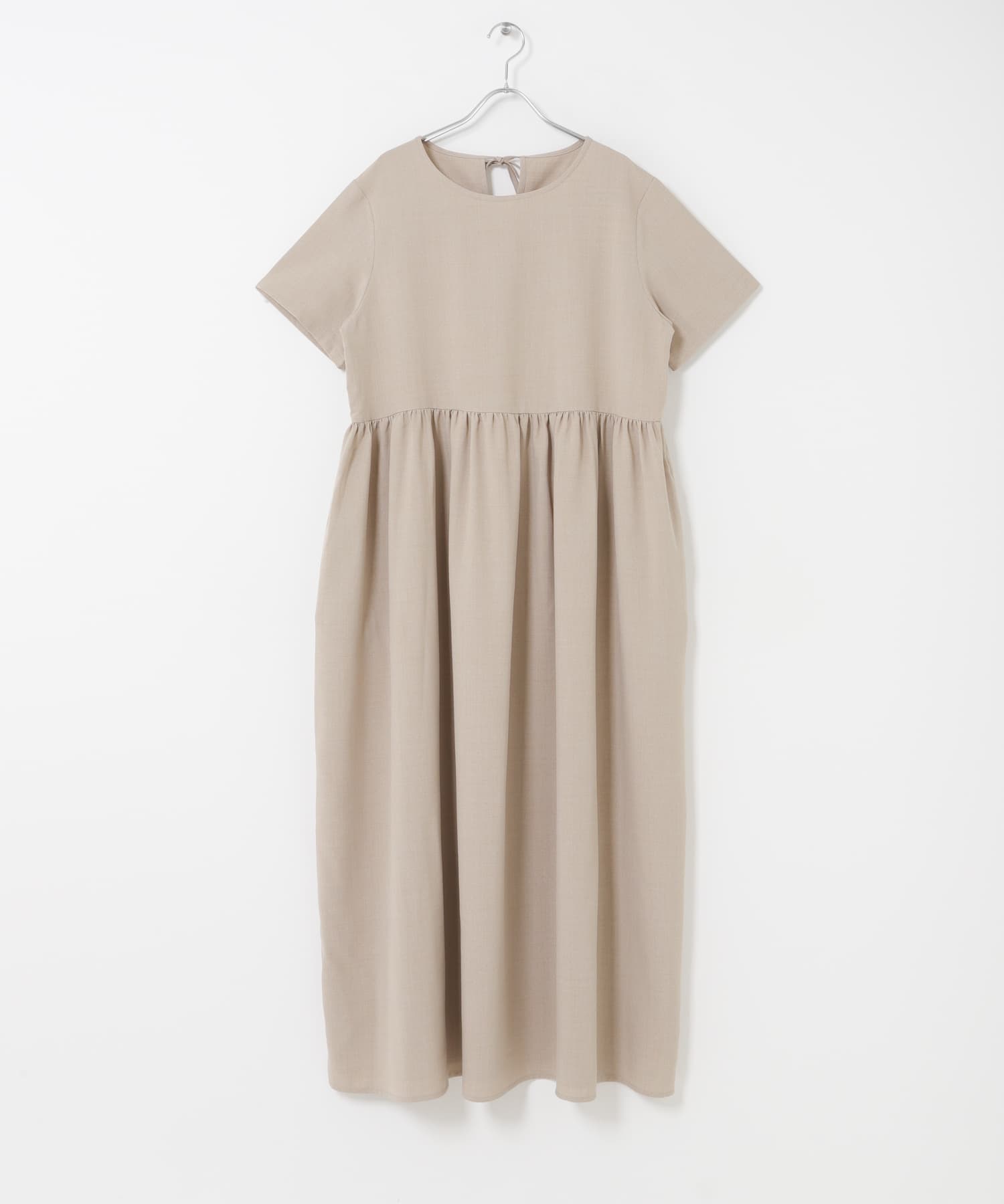 『イージーケア/接触冷感/UVカット』SMOOTH LINEN TOUCH ワンピース BEG Free