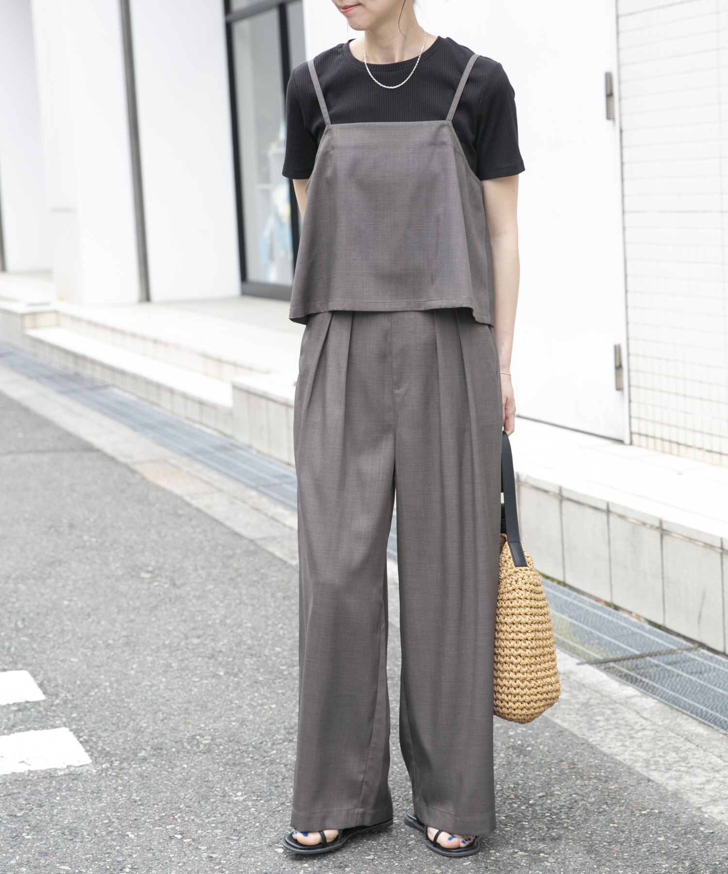 インナー付きリネンライクセットアップ