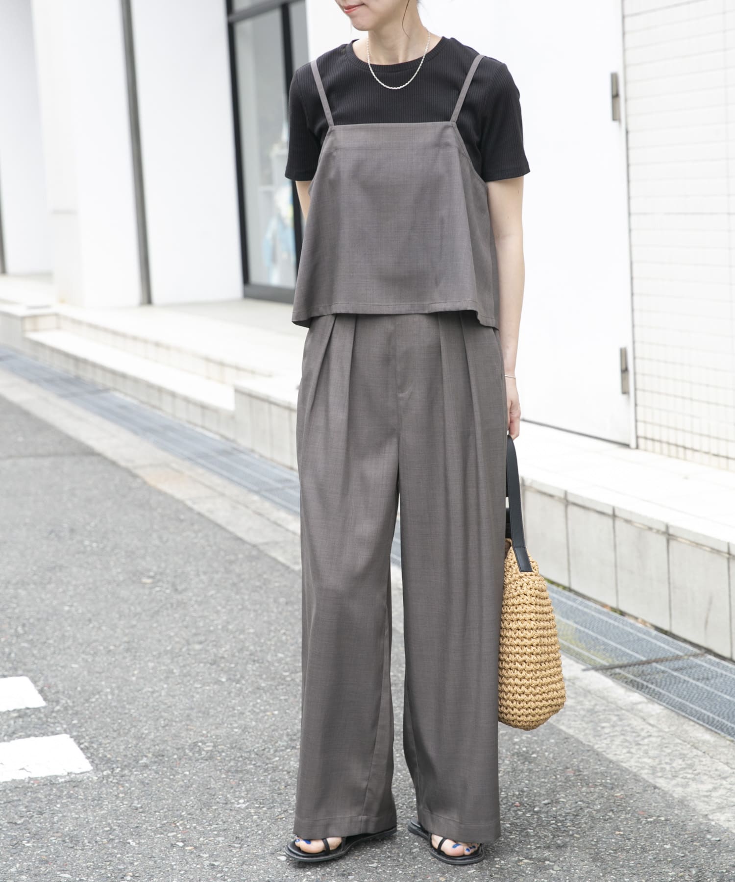 インナー付きリネンライクセットアップ