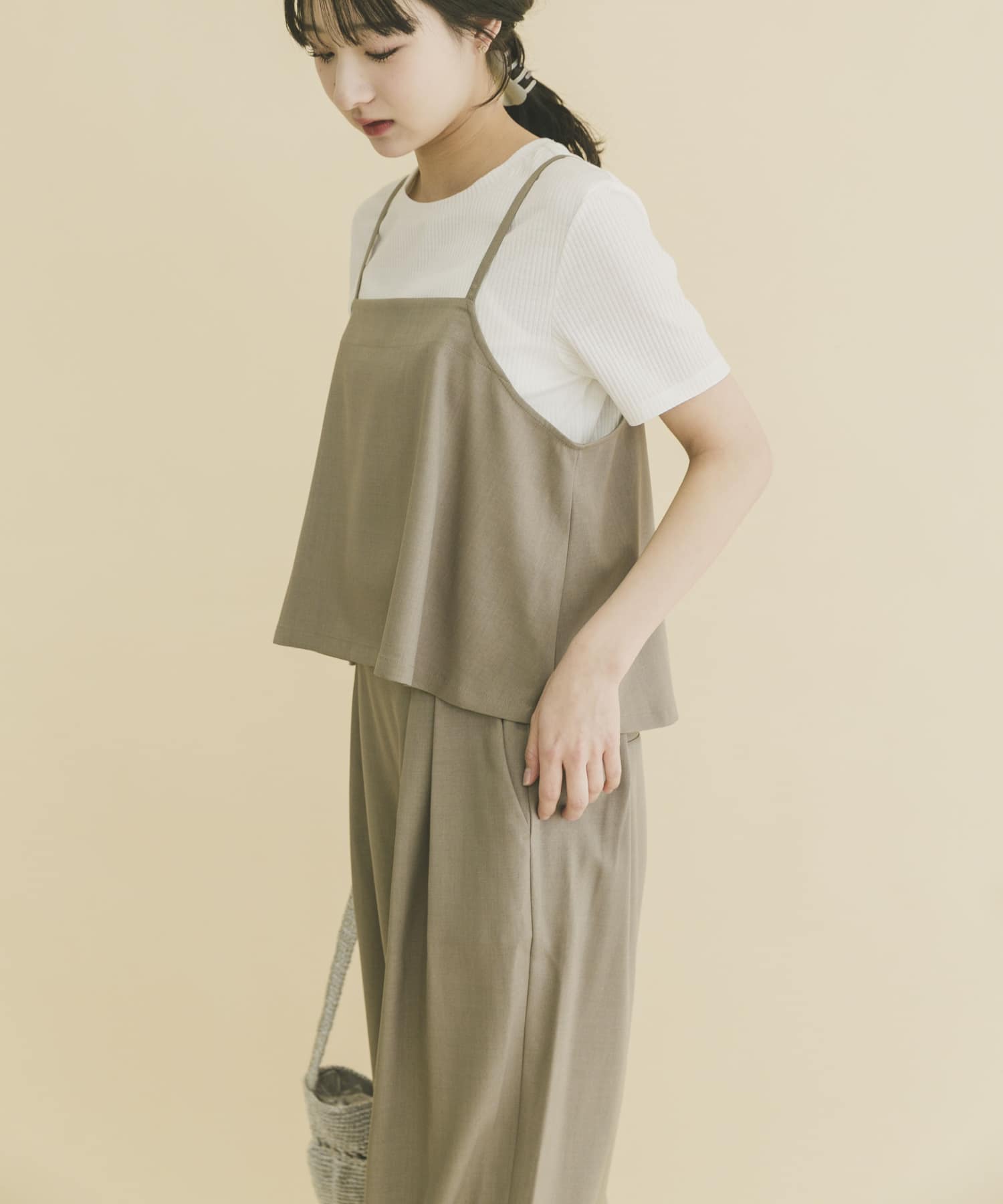 インナー付きリネンライクセットアップ