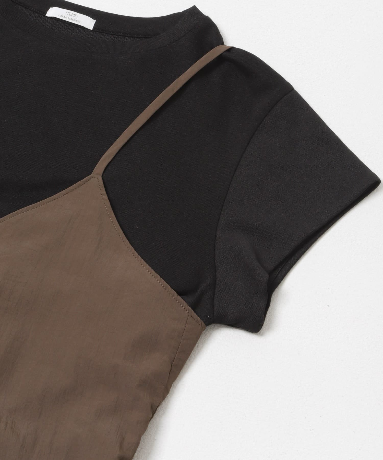 ワッシャーナイロンキャミワンピースセット BLK×BRN Free
