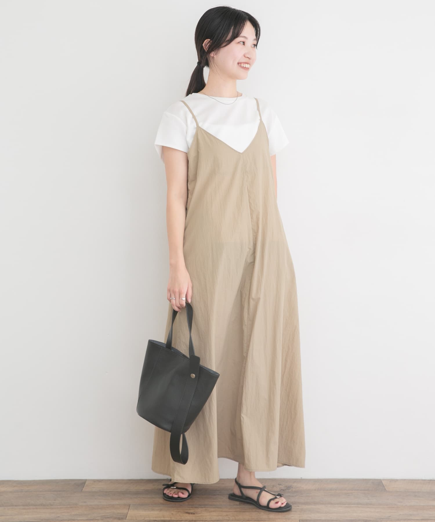 『洗濯可』ワッシャーナイロンキャミワンピースセット(楽着シリーズ)