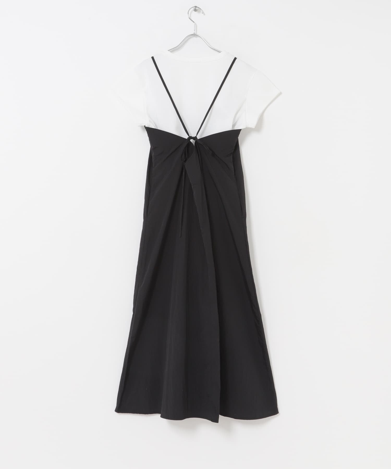 ワッシャーナイロンキャミワンピースセット WHT×BLK Free