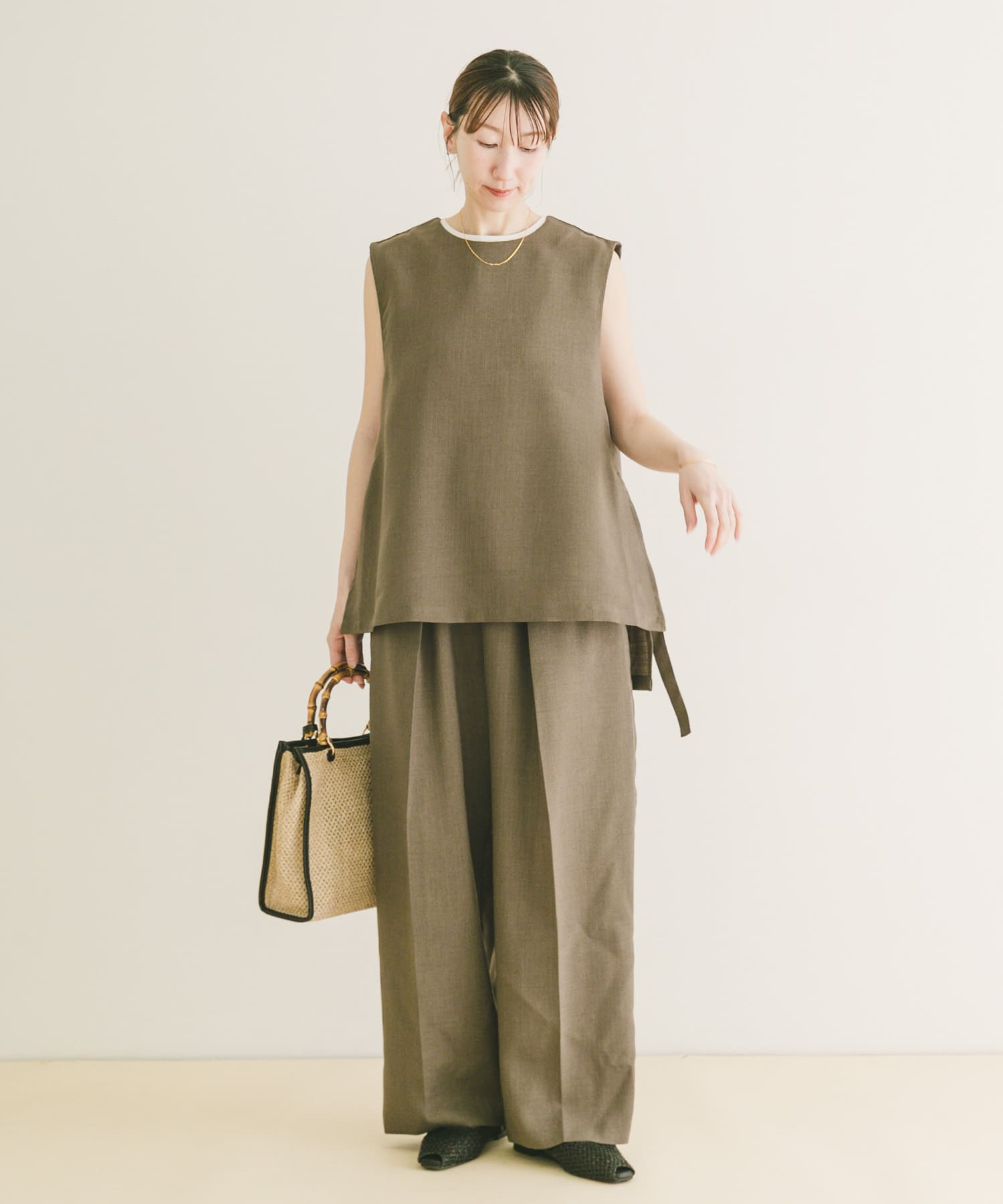 ベスト×ワイドパンツセット