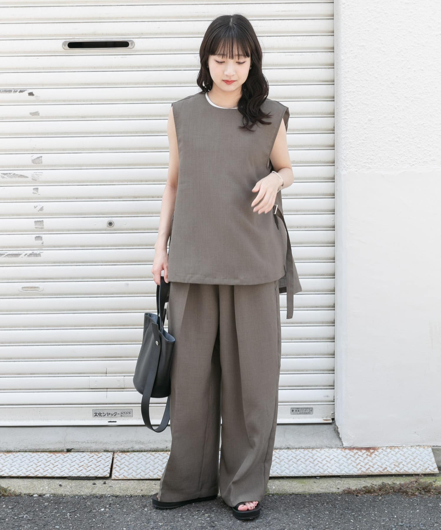 ベスト×ワイドパンツセット