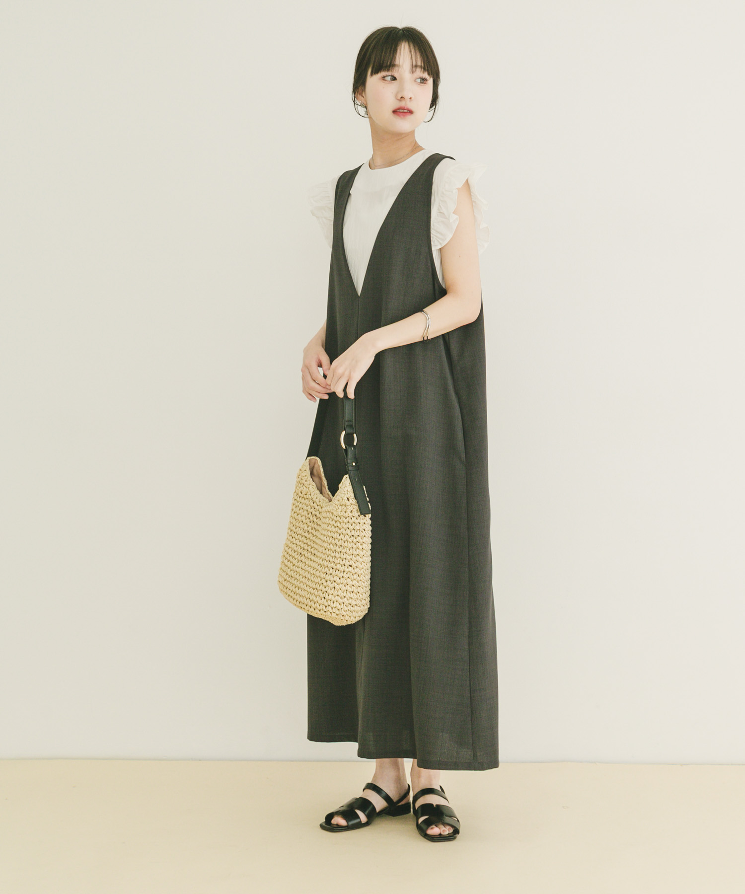 『イージーケア/接触冷感/UVカット』SMOOTH LINEN TOUCH ジャンスカ
