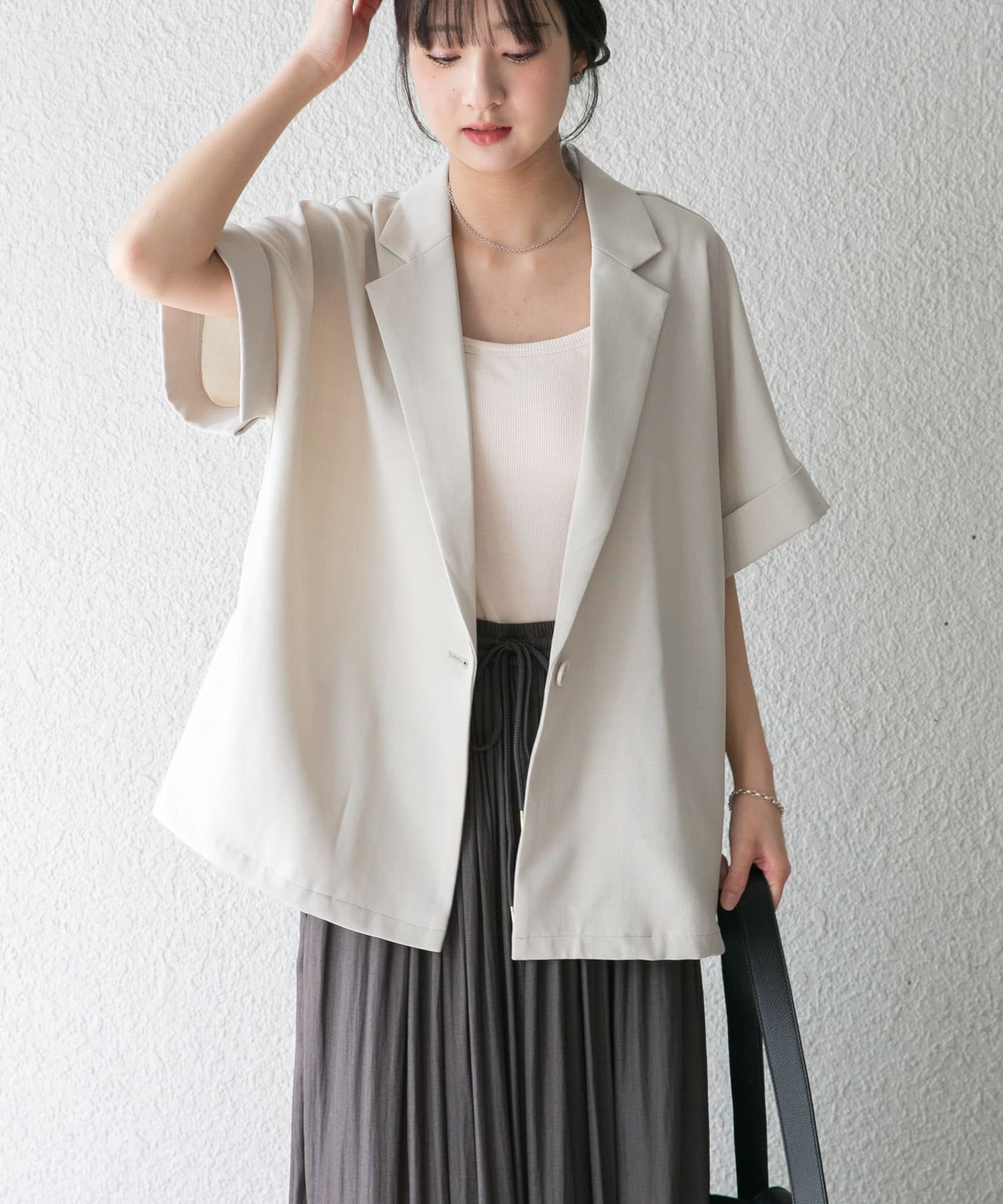 『イージーケア/接触冷感/UVカット』SMOOTH LINEN TOUCH 半袖ジャケット