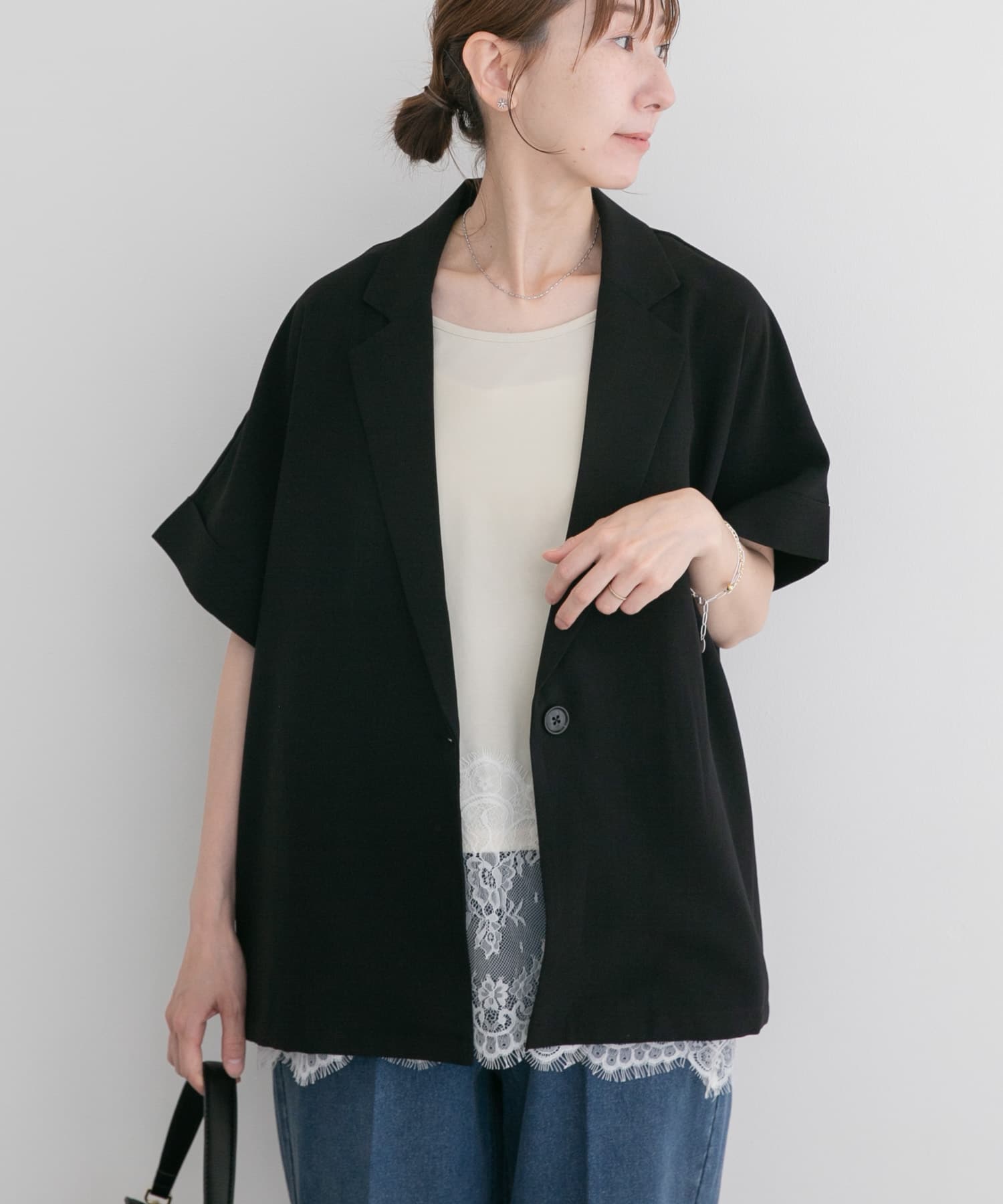『イージーケア/接触冷感/UVカット』SMOOTH LINEN TOUCH 半袖ジャケット
