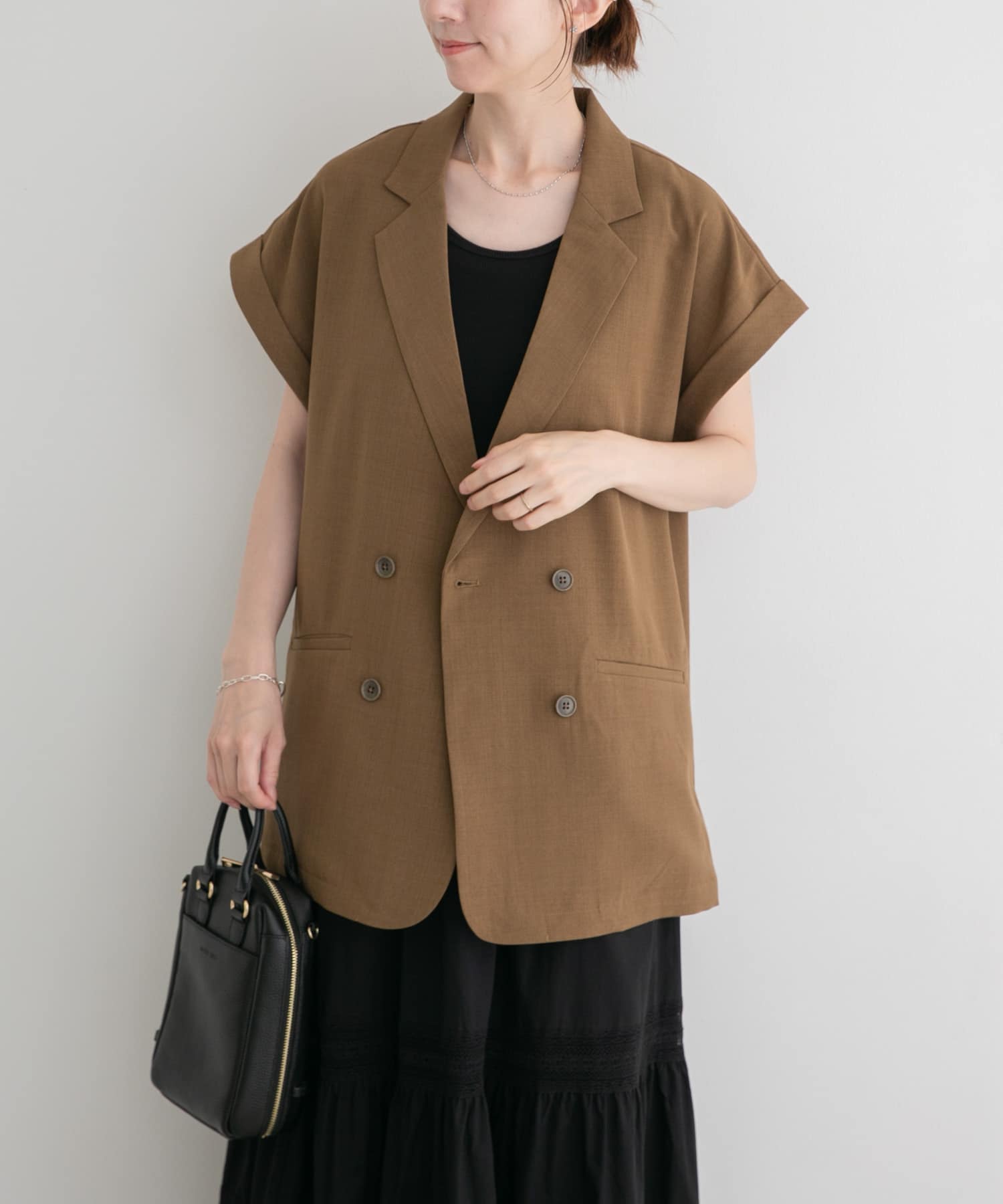『イージーケア/接触冷感/UVカット』SMOOTH LINEN TOUCH ジレ