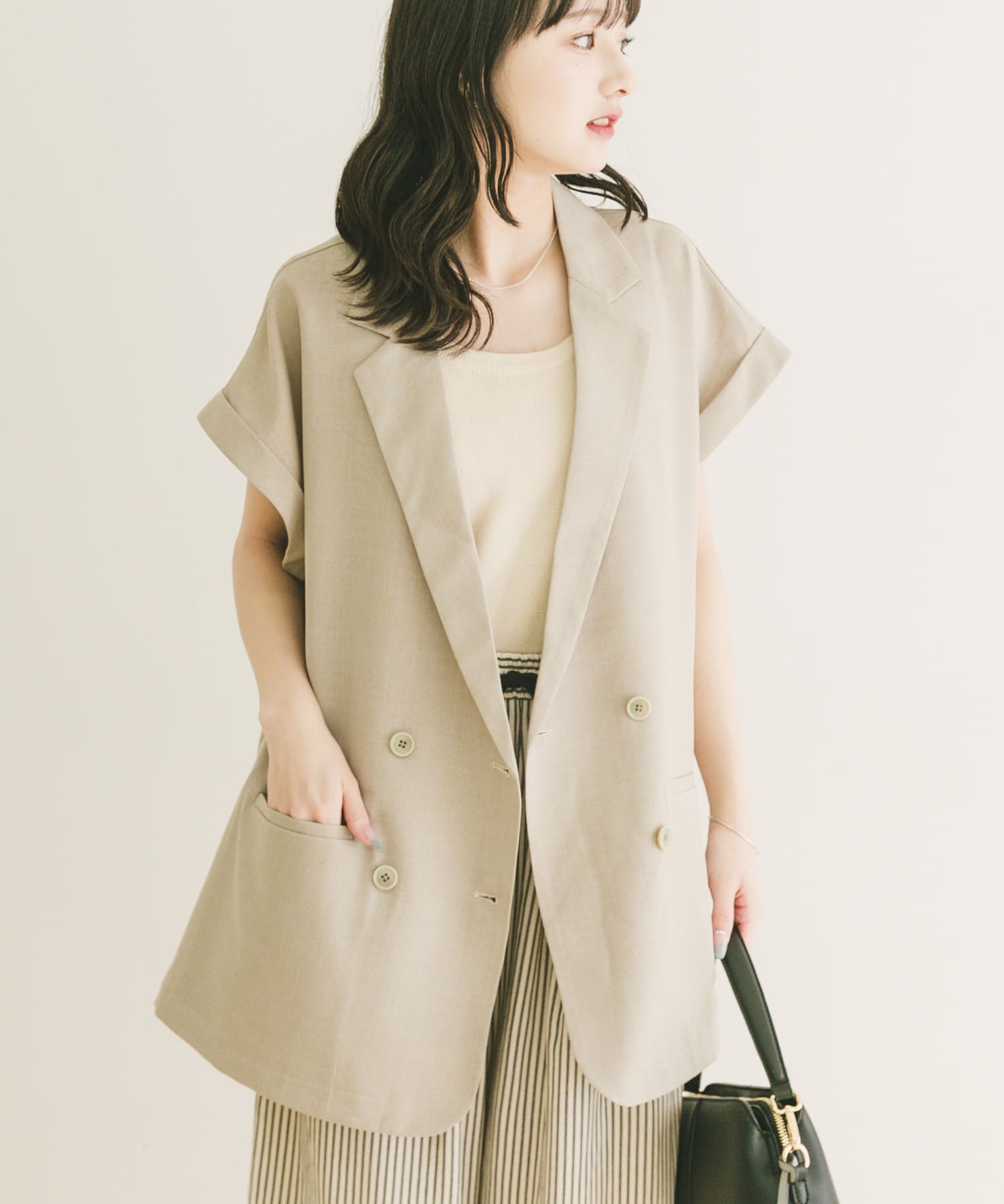 『洗濯可』SMOOTH LINEN TOUCH ジレ