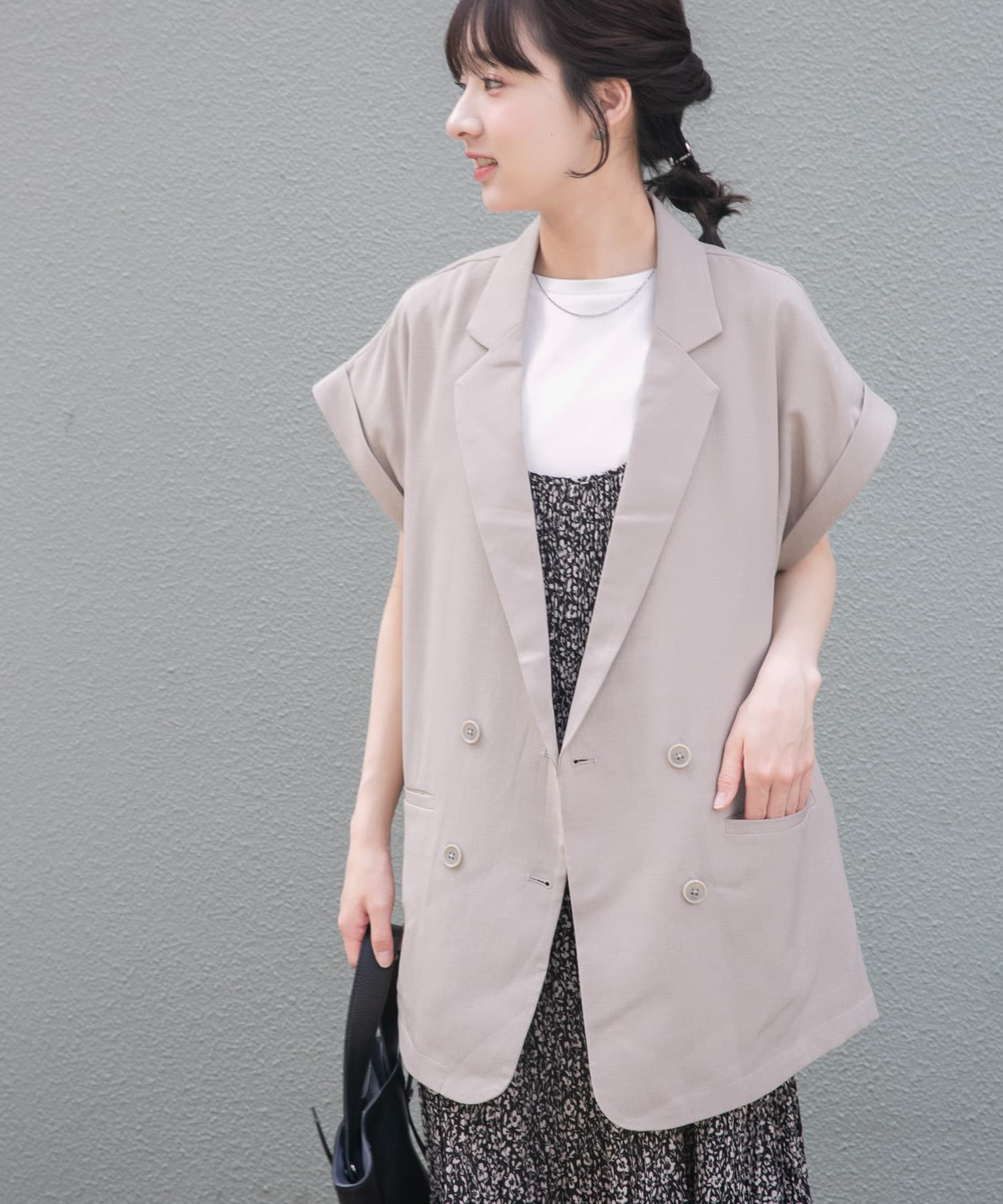 『イージーケア/接触冷感/UVカット』SMOOTH LINEN TOUCH ジレ
