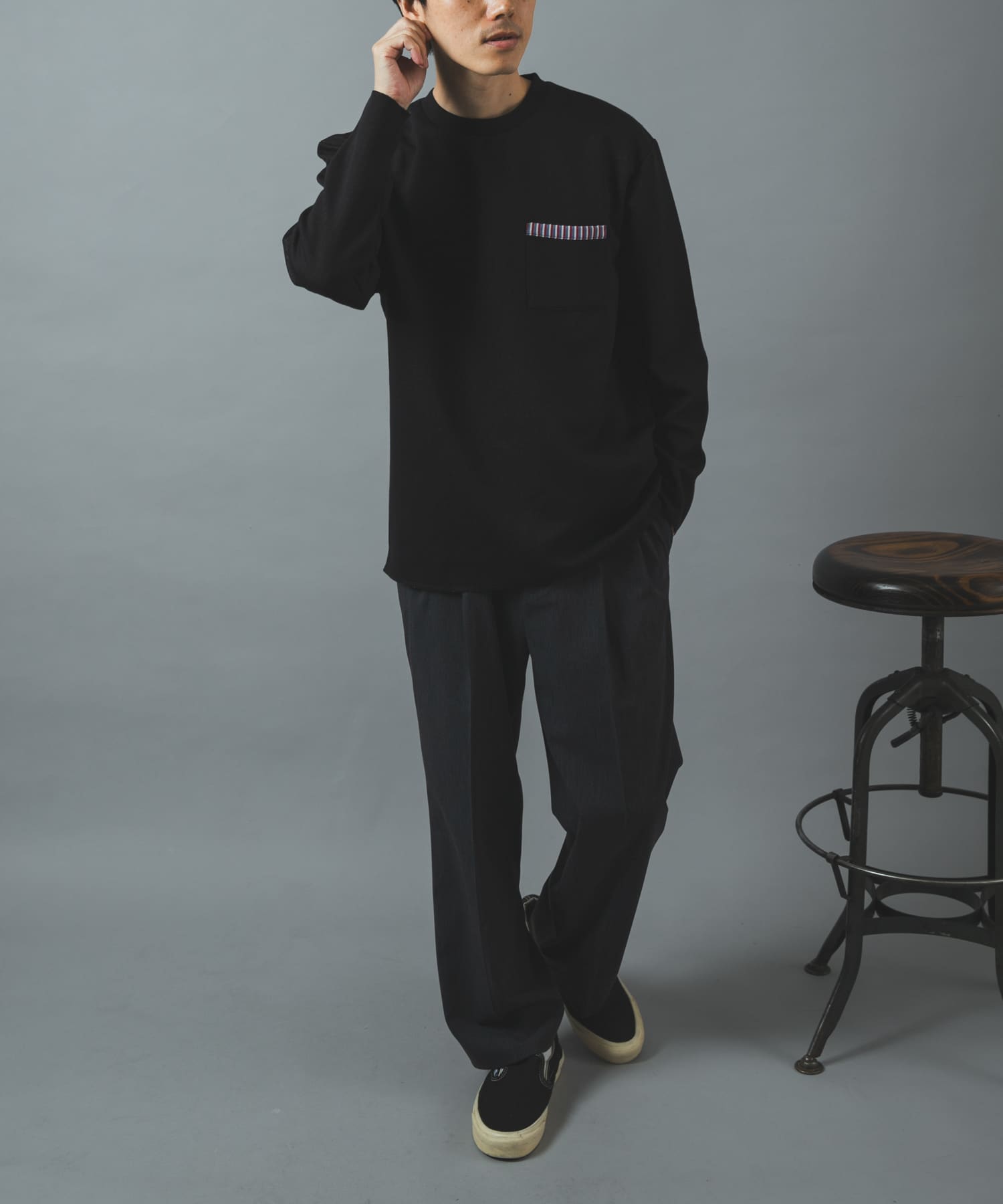 裏ストライプ ダンボール カットソー(M BLACK): トップス｜URBAN