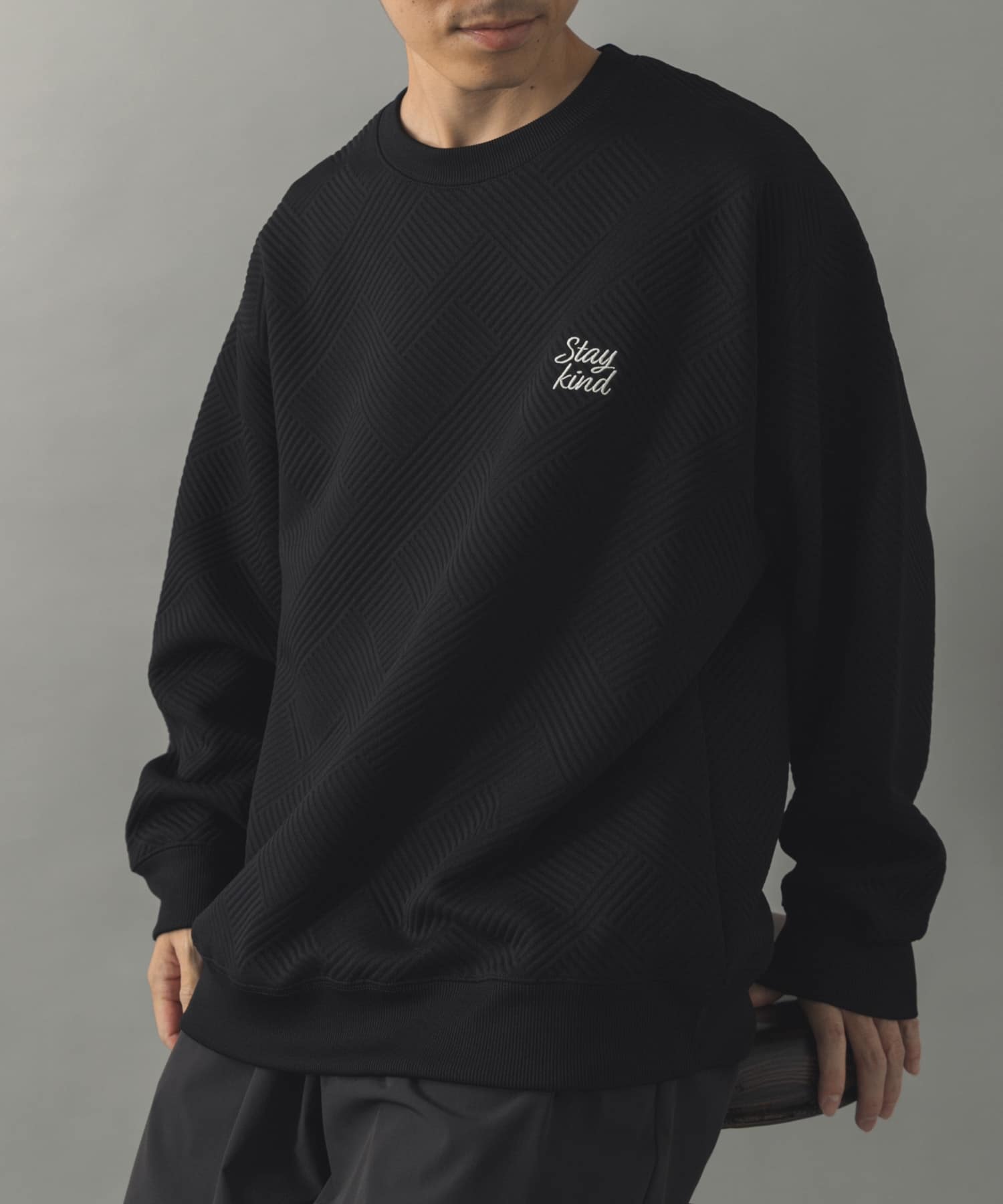 刺繍ジャカードロングスリーブカットソー(M WHITE): トップス｜URBAN