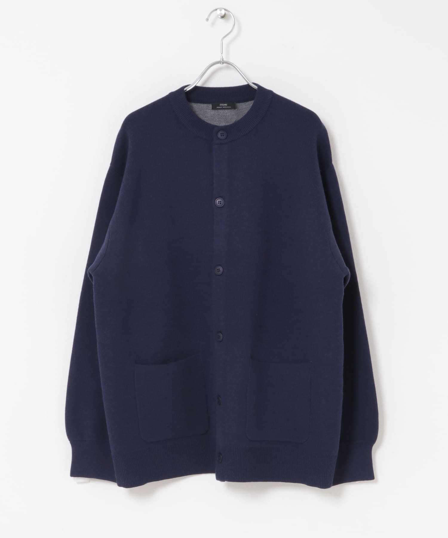 『洗濯可』スウェットタッチニットクルーネックカーディガン DARK NAVY M