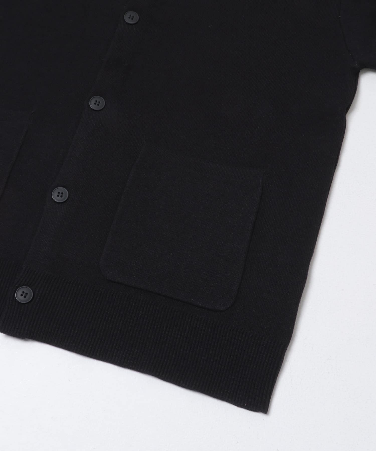 『洗濯可』スウェットタッチニットクルーネックカーディガン BLACK M