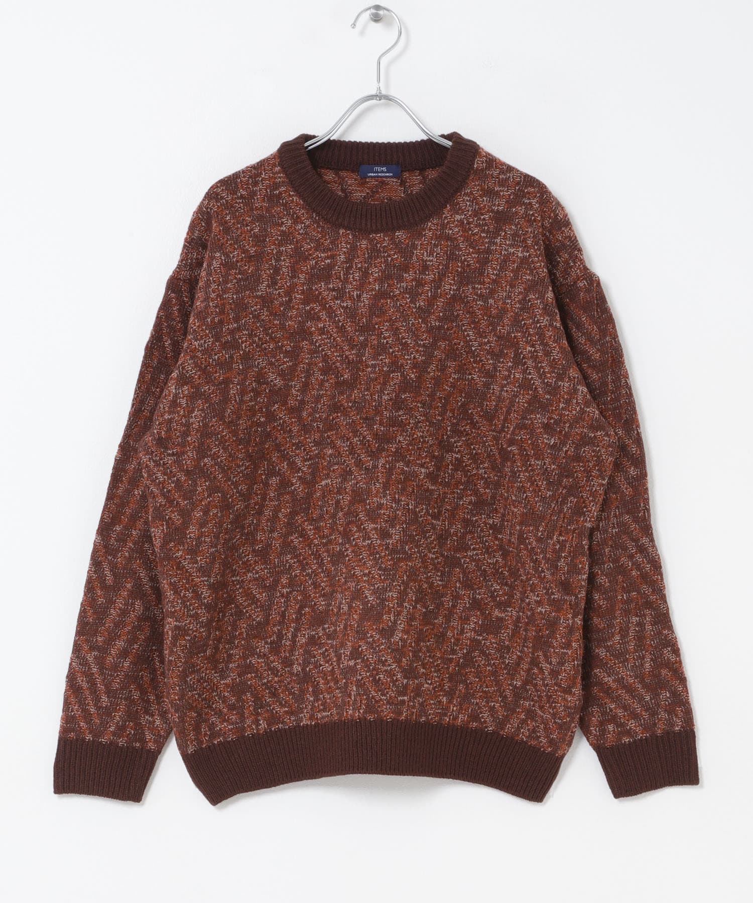 MIXカラー クルーネック プルオーバーニット BROWN M