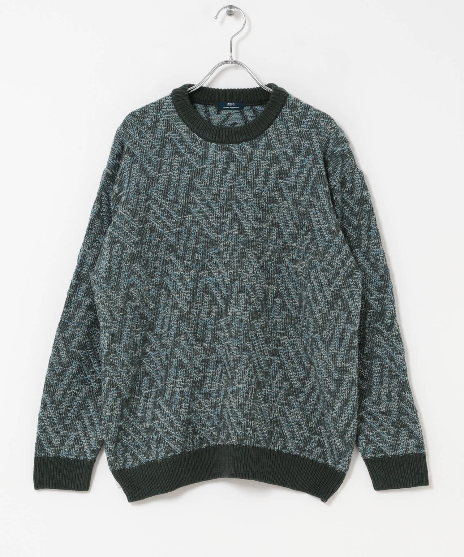 MIXカラー クルーネック プルオーバーニット BLUEGREEN M