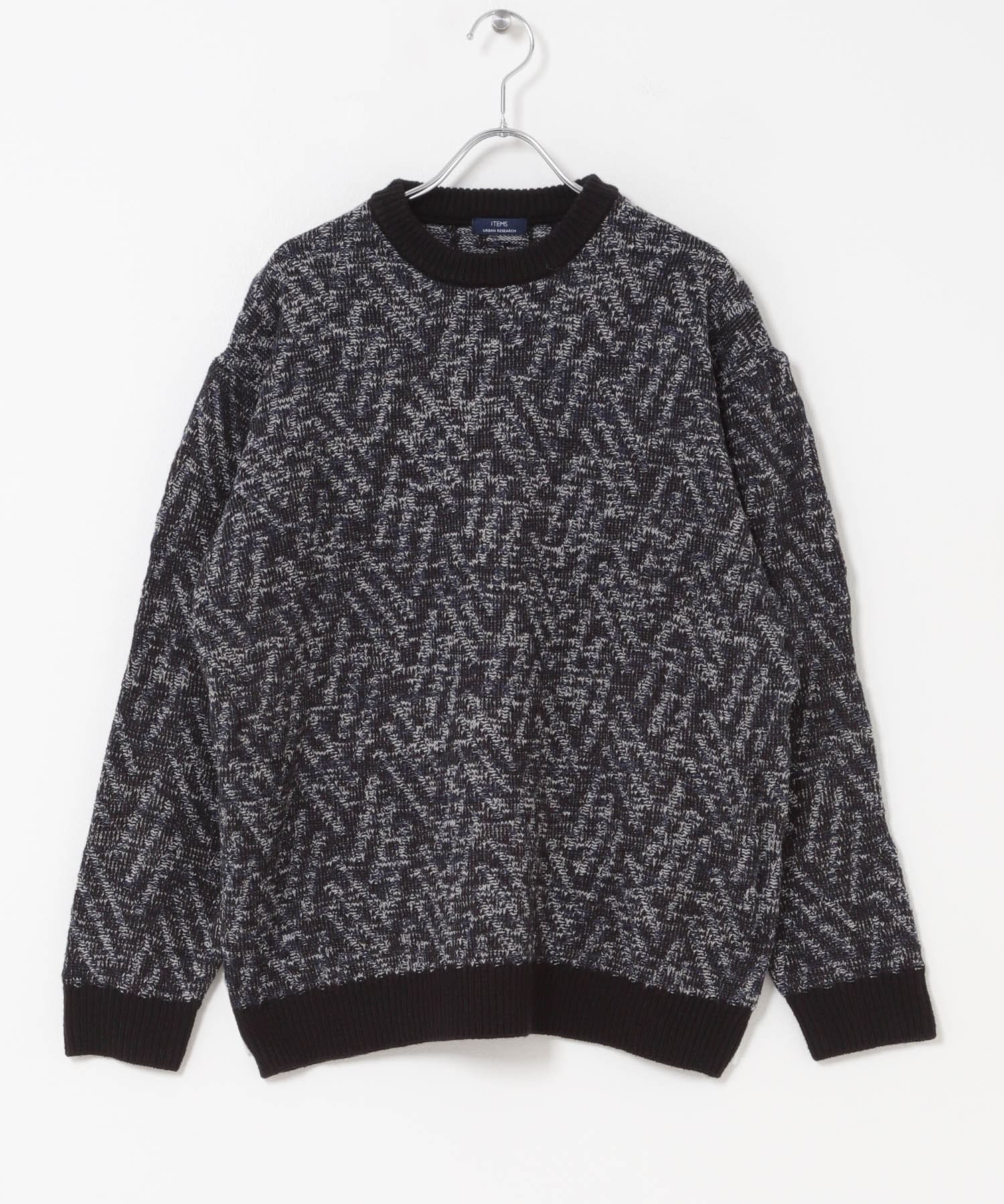 MIXカラー クルーネック プルオーバーニット BLACK M