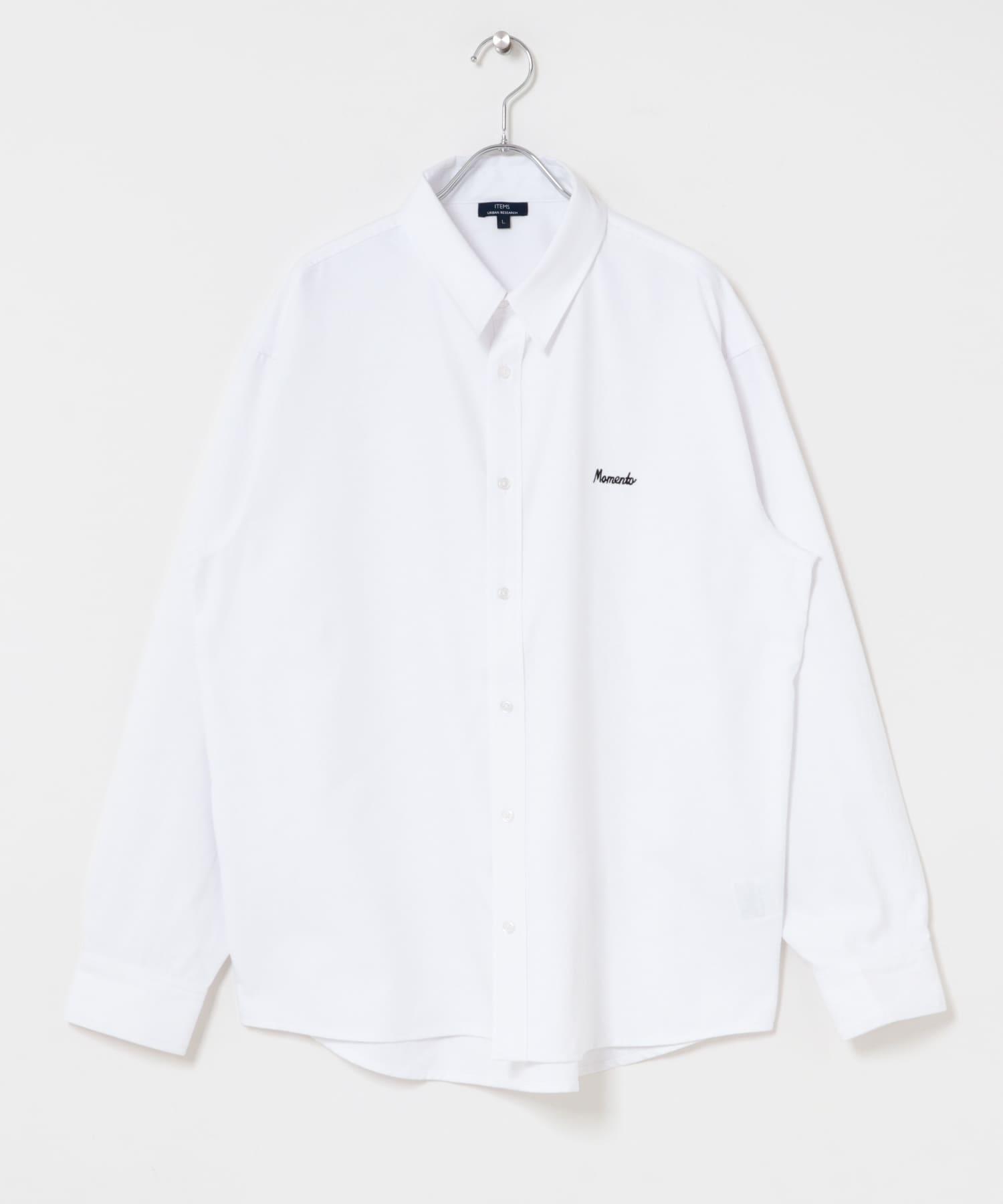 刺繍 オックス レギュラーカラーシャツ WHITE M